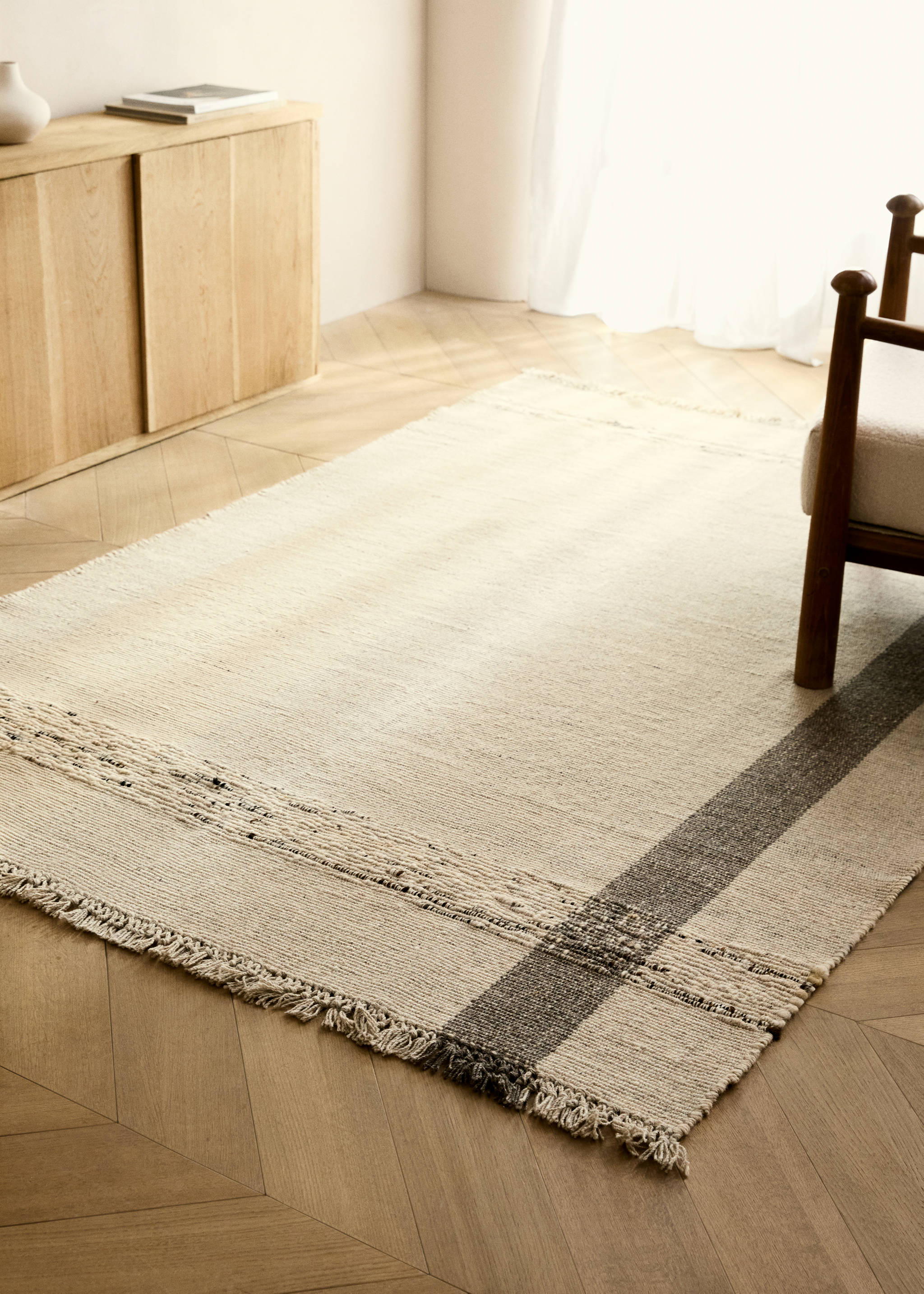Wool fabric check rug - General plane