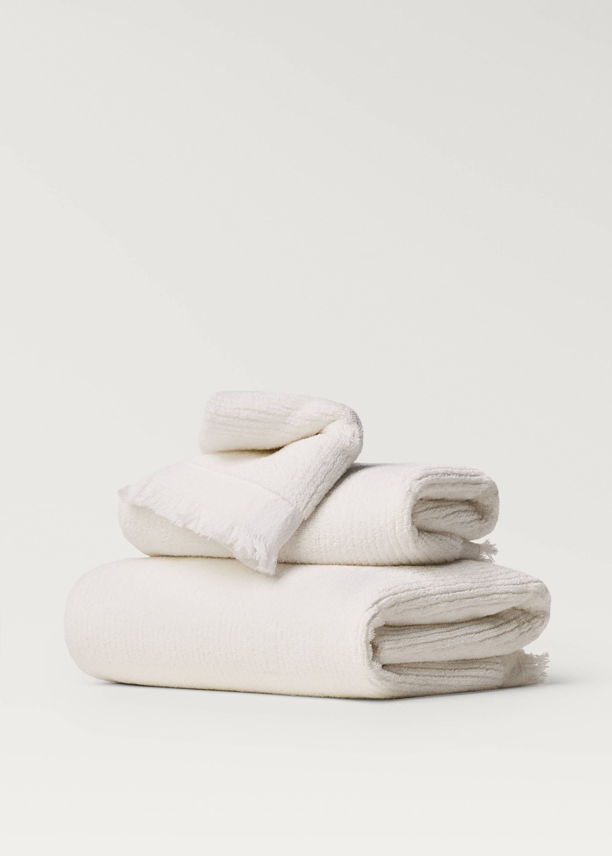 Drap de bain relief rayures franges - Article sans modèle