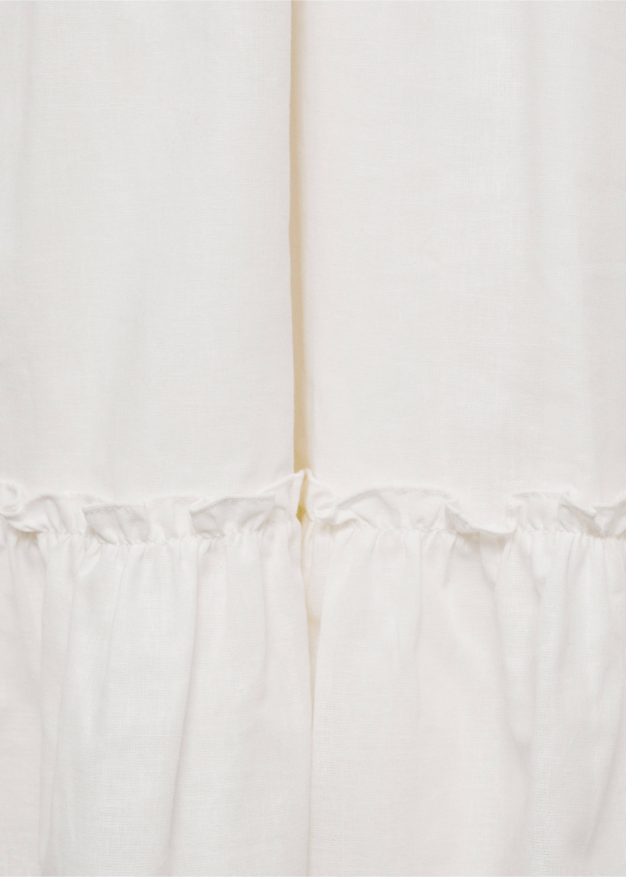 Vestido lino volantes - Detalle del artículo 8, Blanco. Ref: 87023637-00.