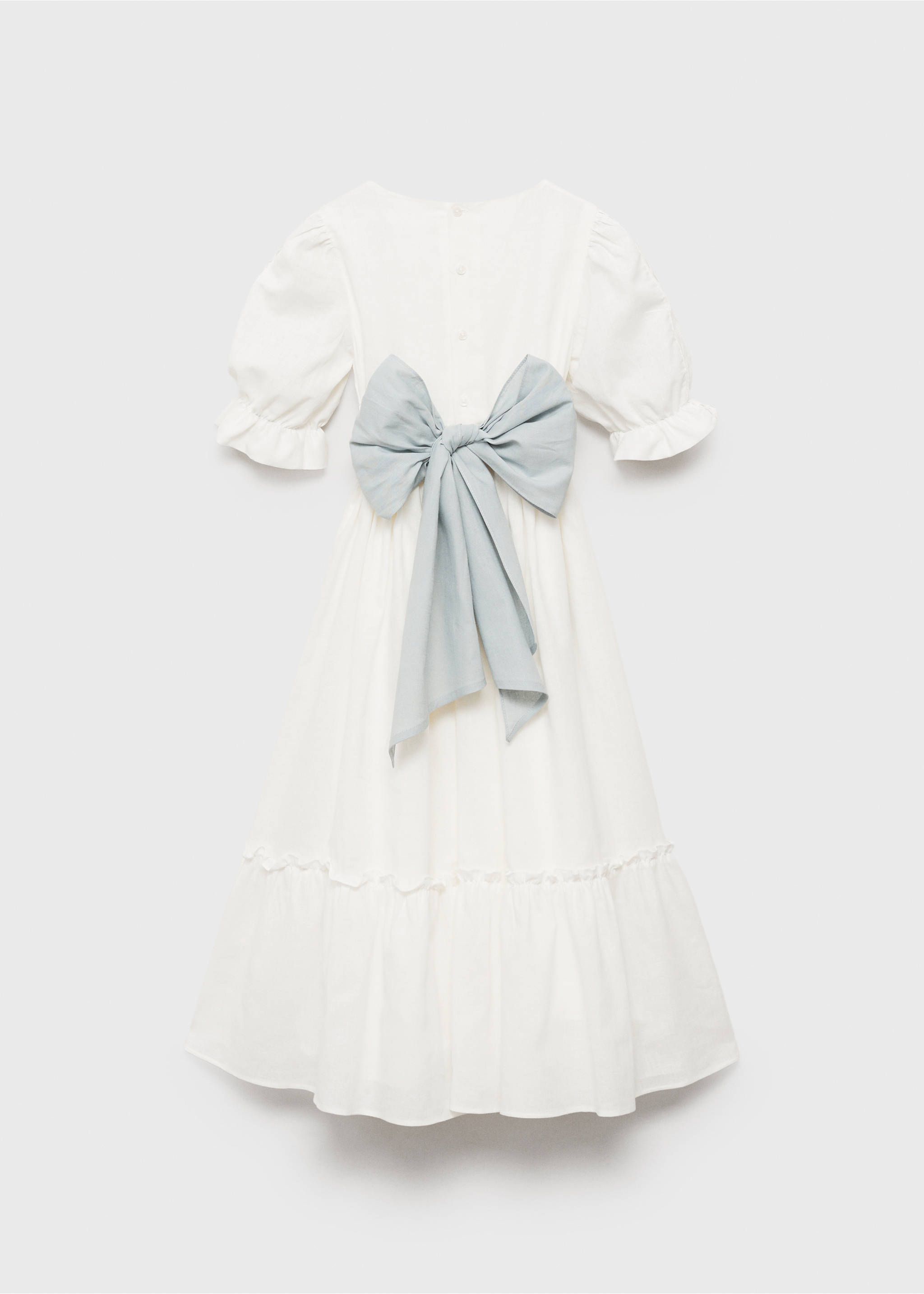 Vestido lino volante - Reverso del artículo, Blanco. Ref: 87023638-00.