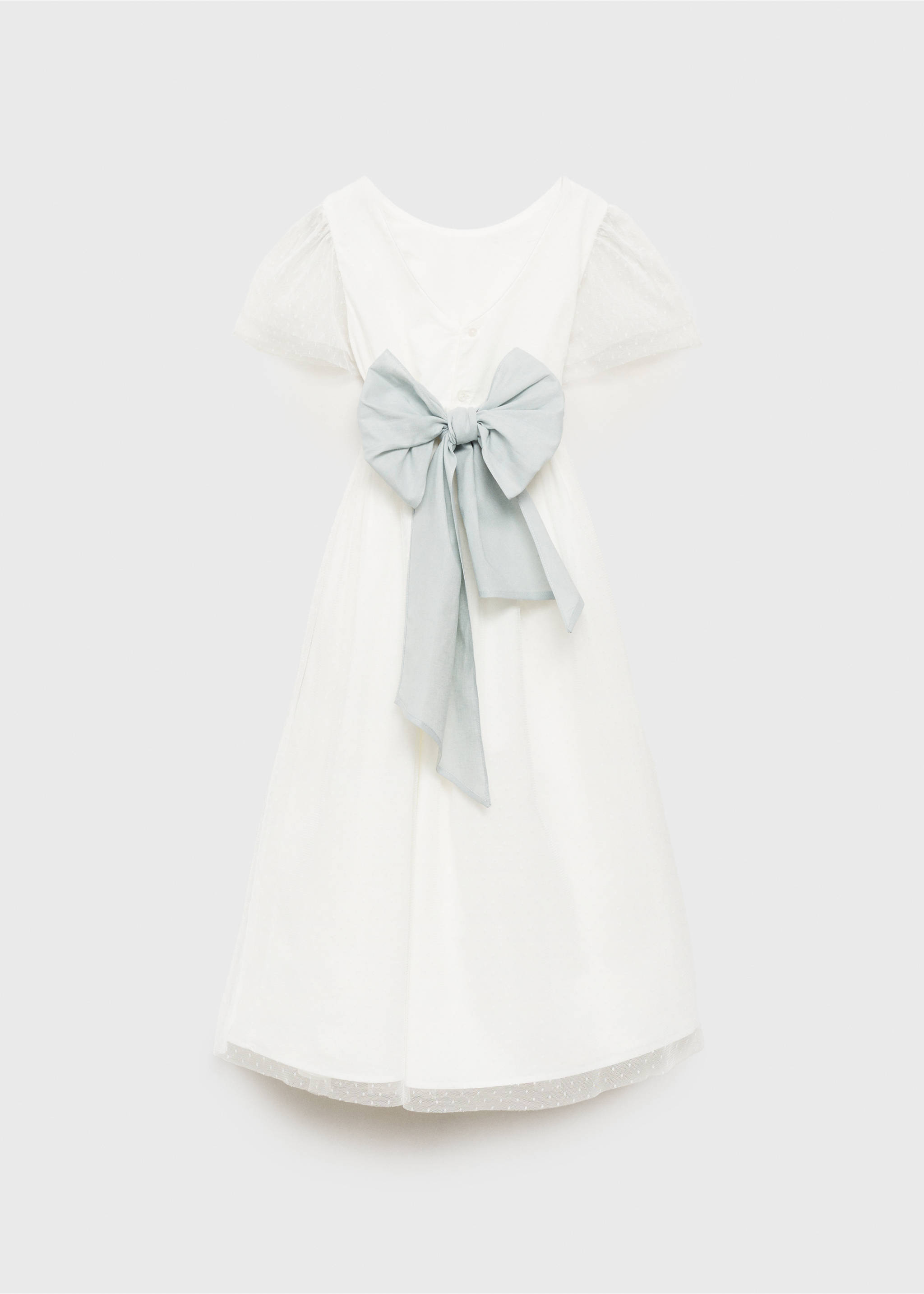 Vestido plumeti lazo - Reverso del artículo, Blanco. Ref: 87023640-00.