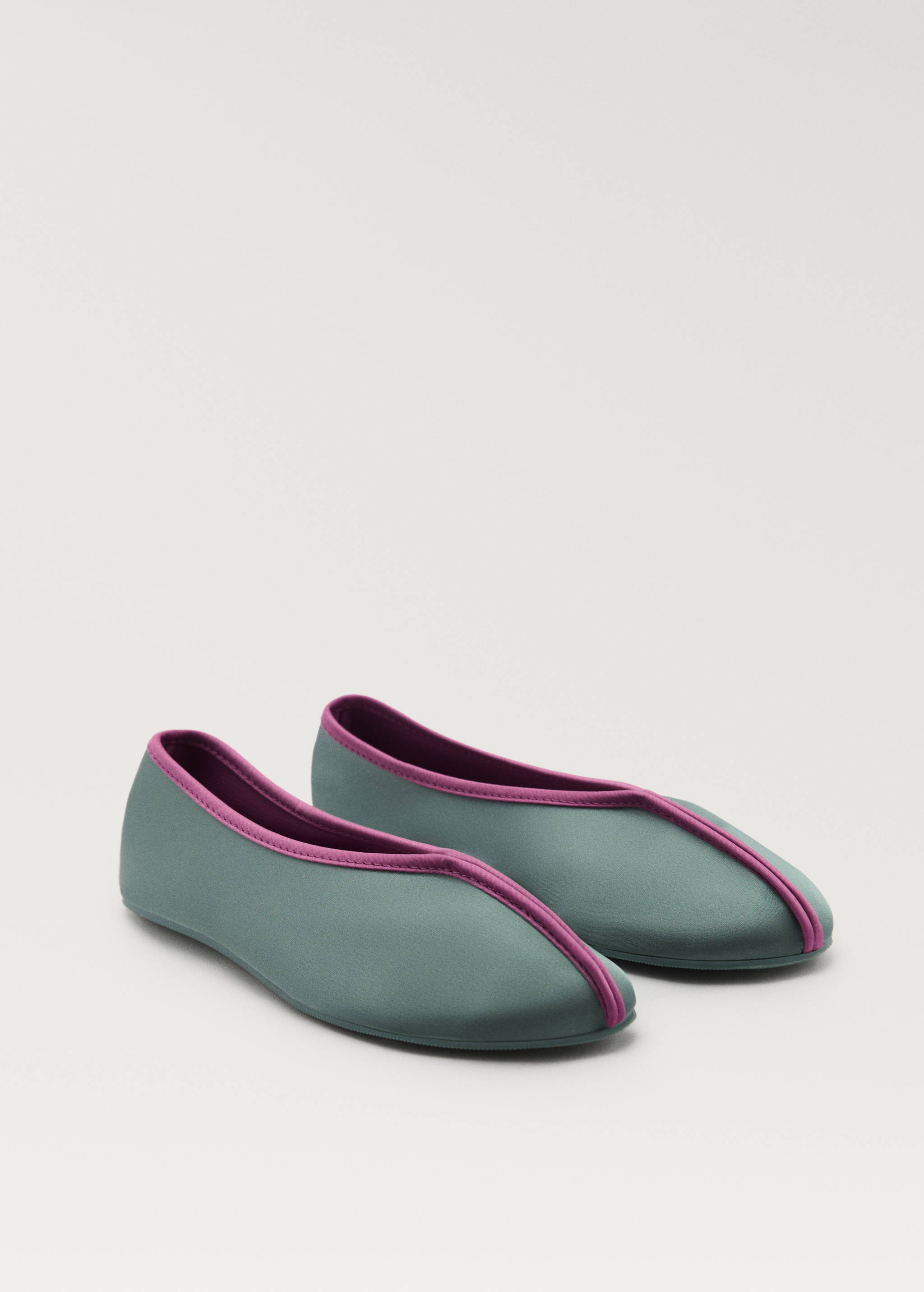 Satin ballet flats with contrast piping - Medium plane