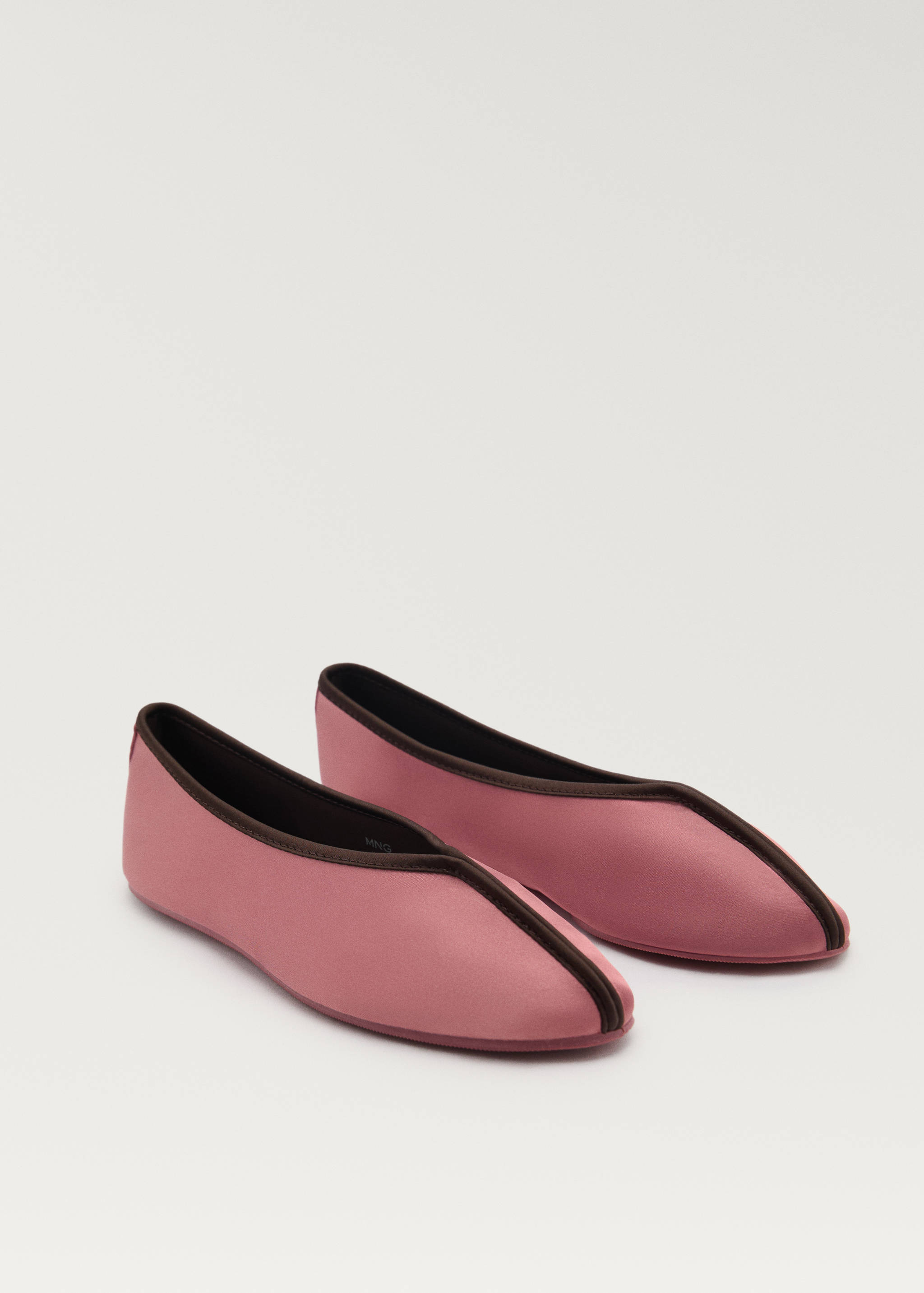 Satin ballet flats with contrast piping - Medium plane
