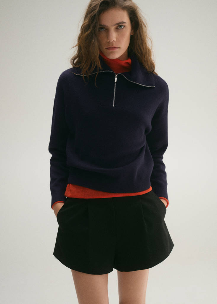 Zip neck jumper — Dark Navy