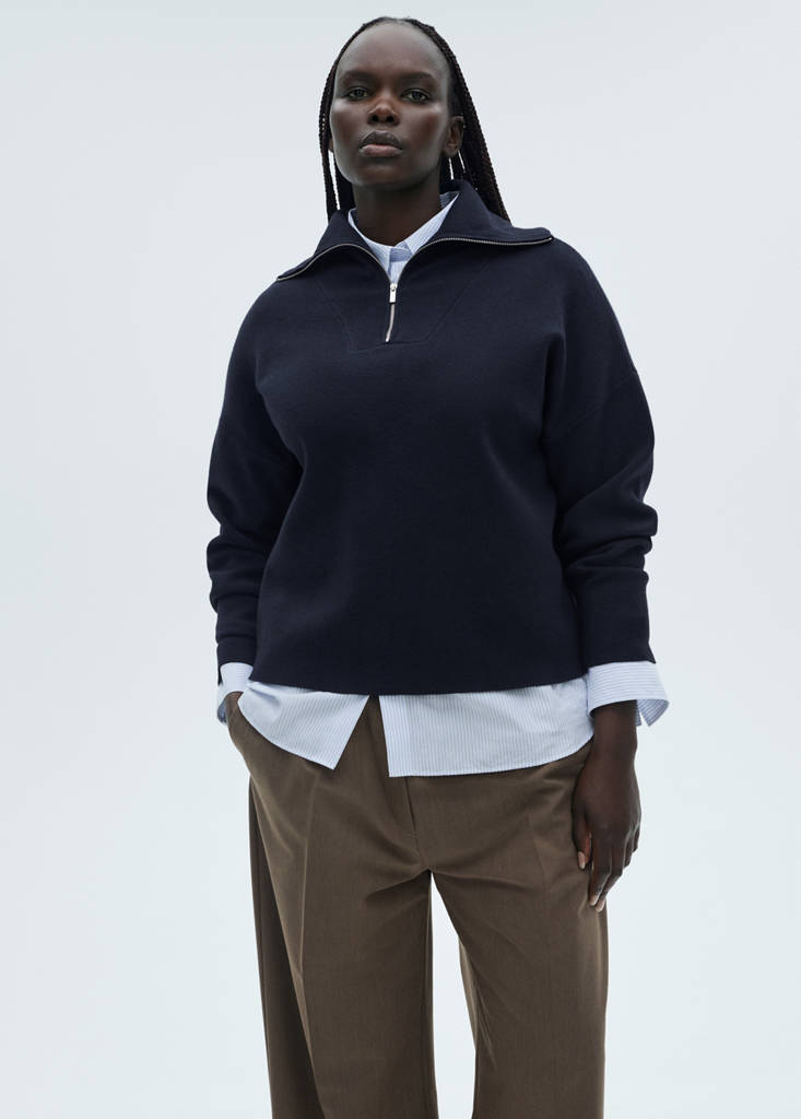 Zip neck jumper — Dark Navy