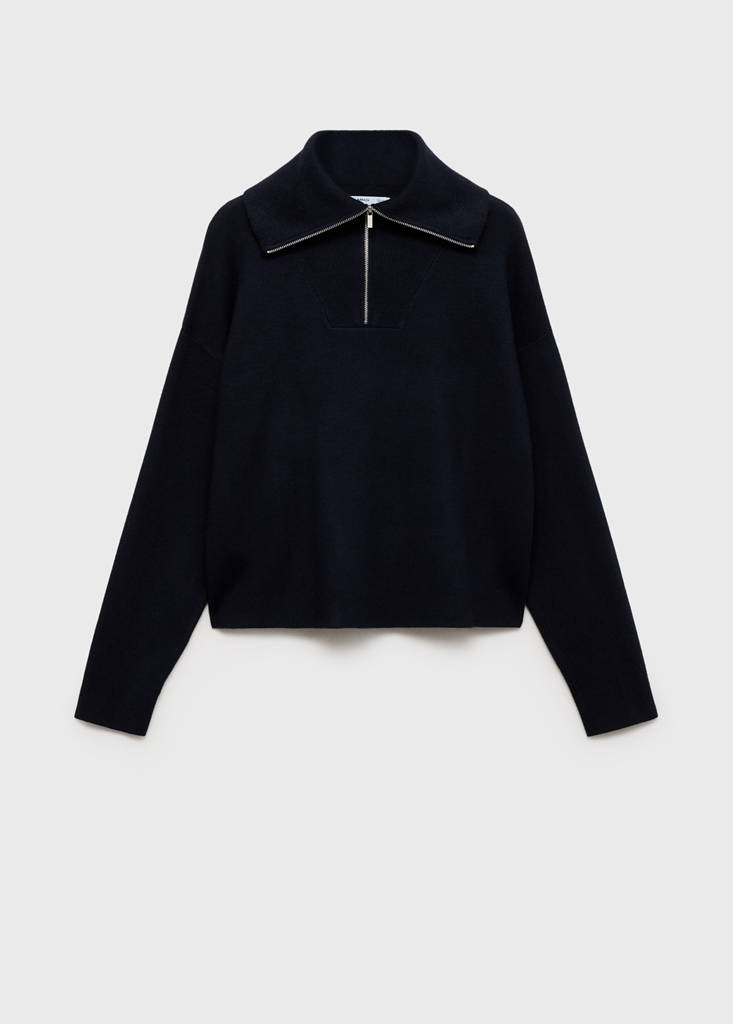 Zip neck jumper — Dark Navy