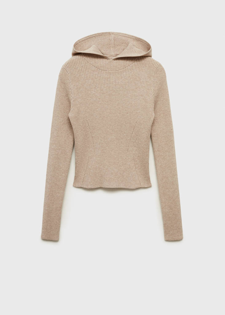 Ribbed hooded sweater — Light/Pastel Grey
