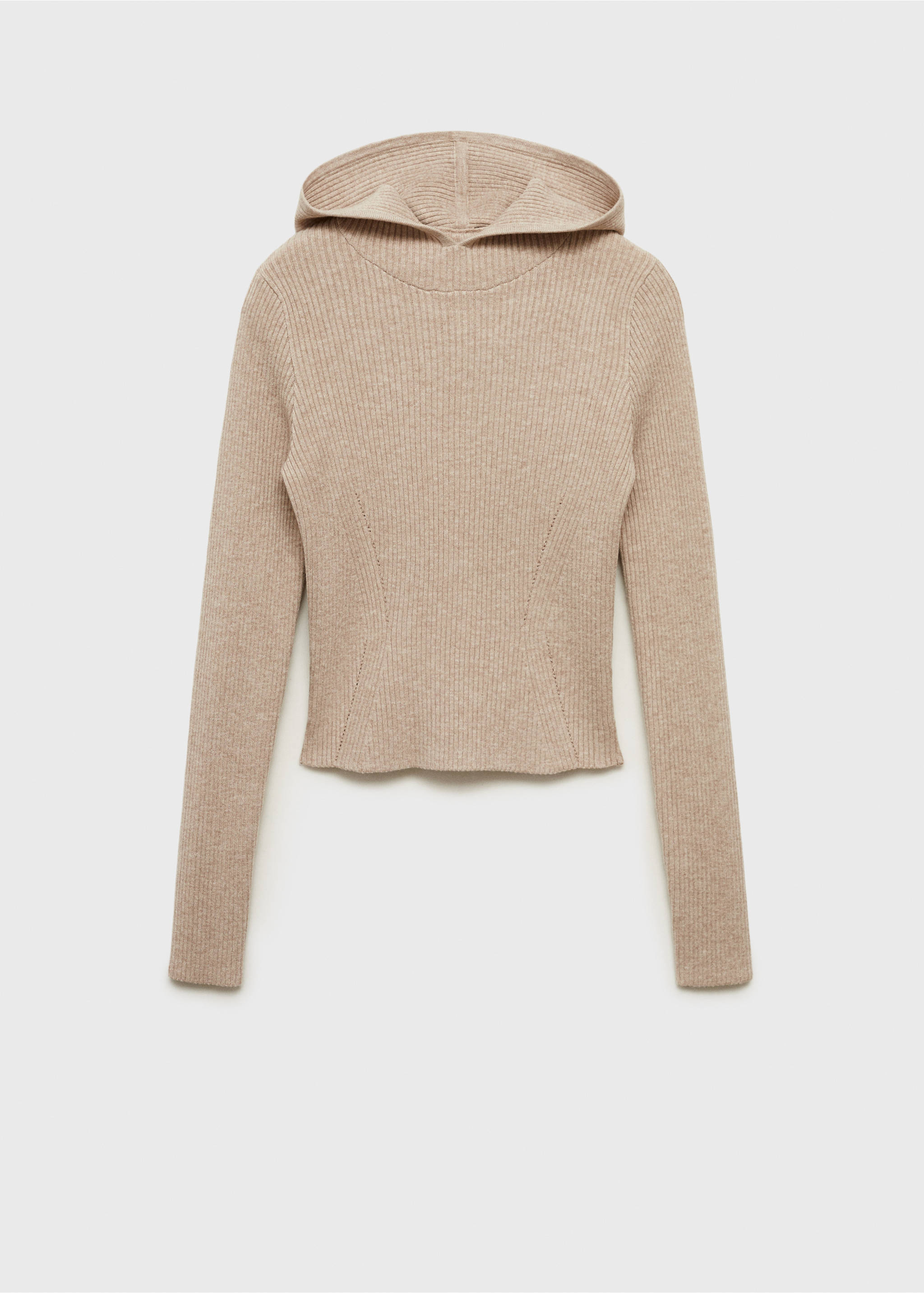 Jersey de punto canalé con capucha en color beige., Gris claro/pastel. Ref: 87024073-00.