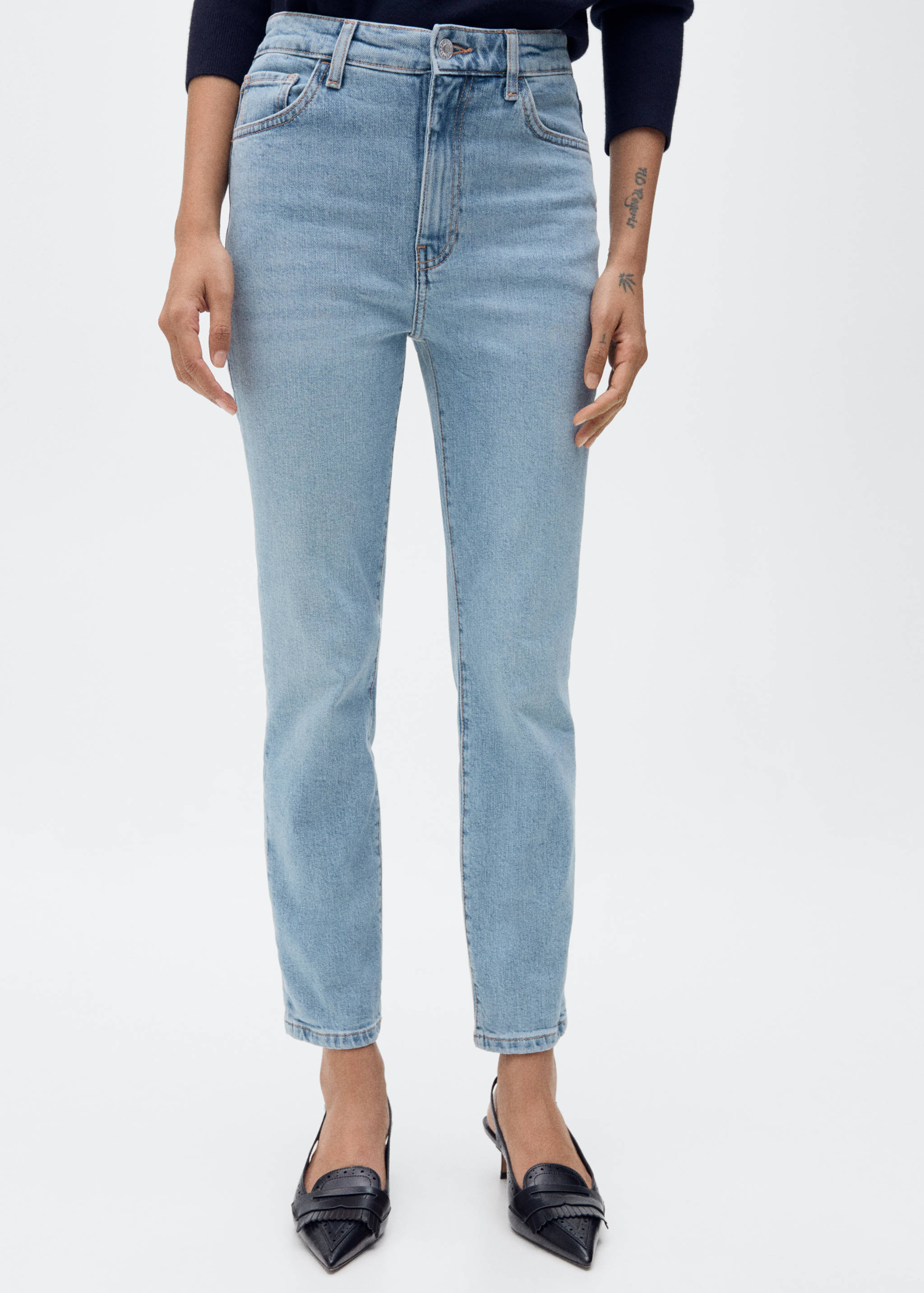 Claudia slim-fit cropped jeans - Medium plane