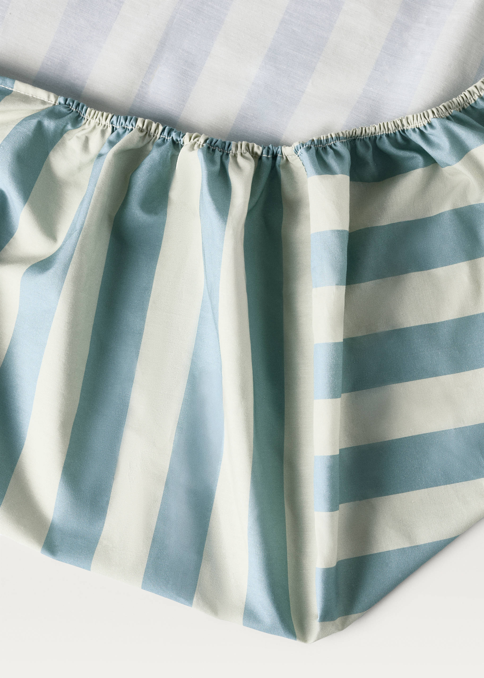 Cotton percale thick-striped children's fitted sheet for 90cm bed - Details of the article 1