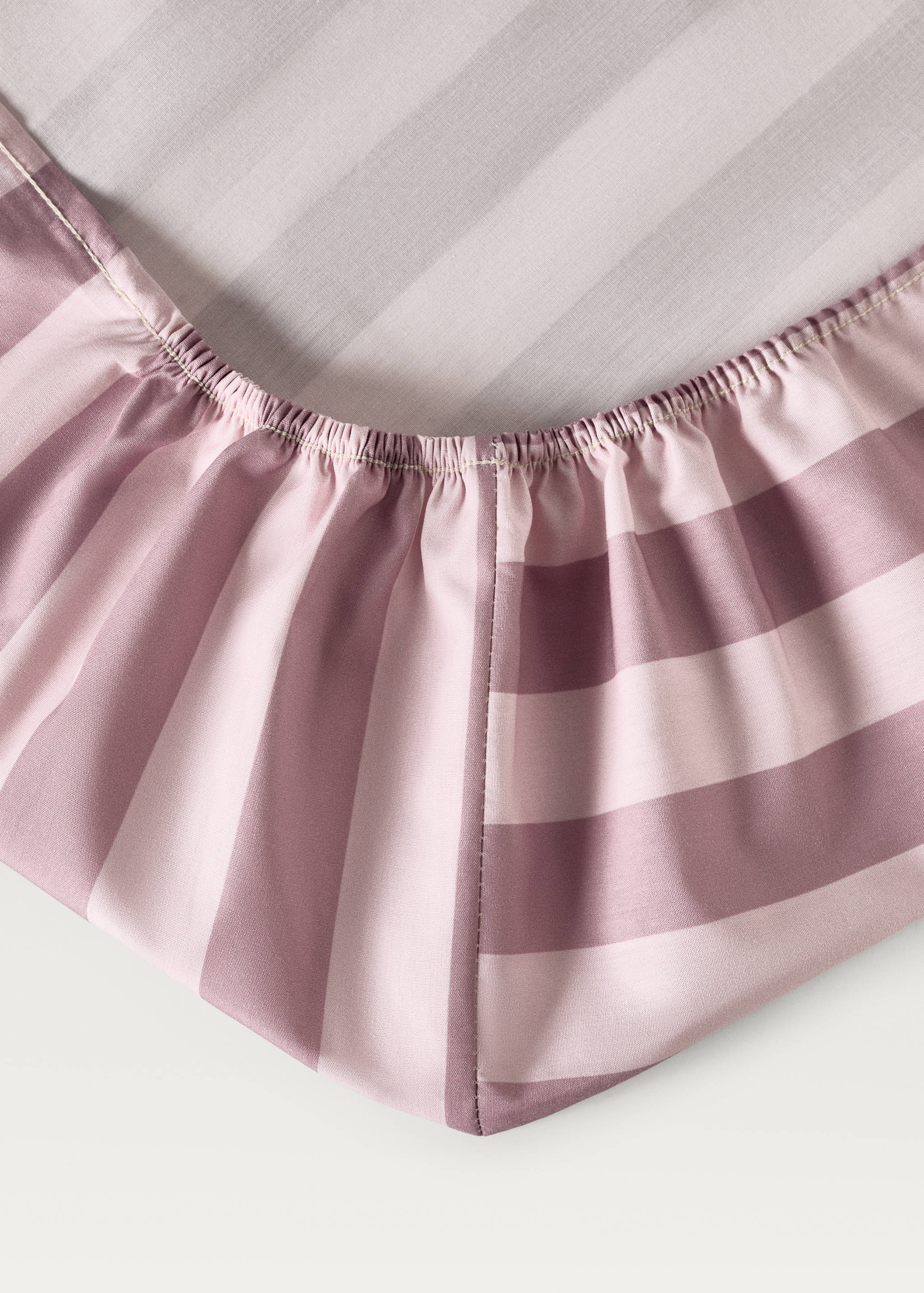 Cotton percale thick-striped children's fitted sheet for 90cm bed - Details of the article 2