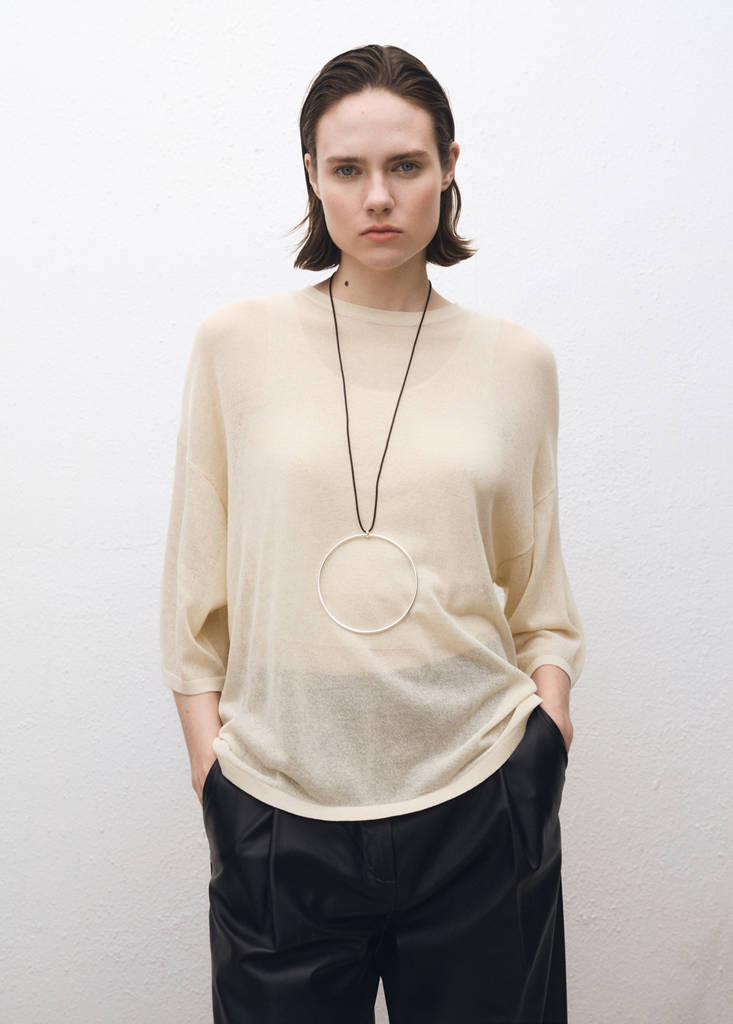 Oversize short sleeve sweater — Ecru