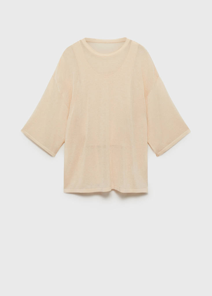 Oversize short sleeve sweater — Ecru