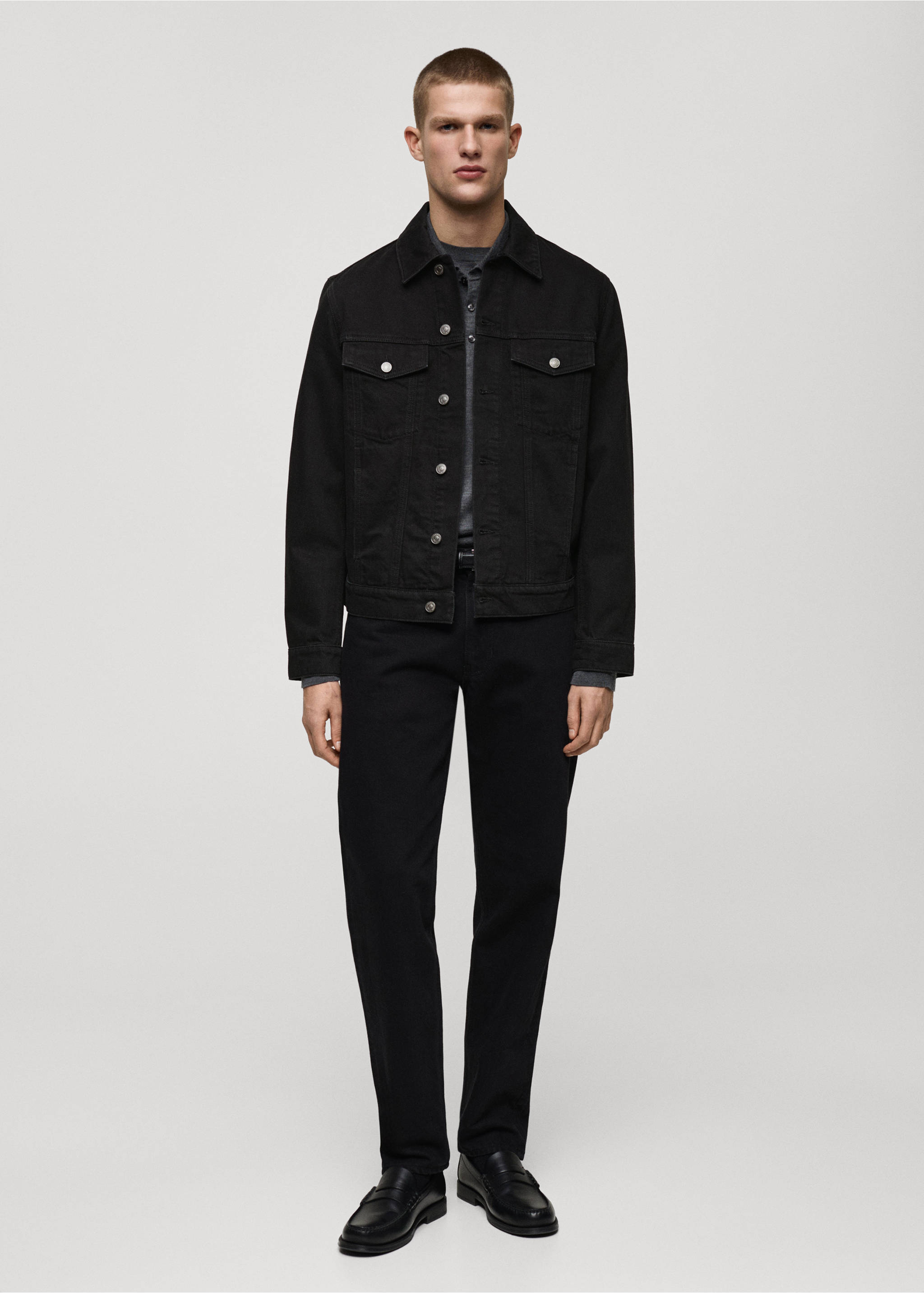Denim jacket pockets - General plane, Black denim. Ref: 87024398-00.