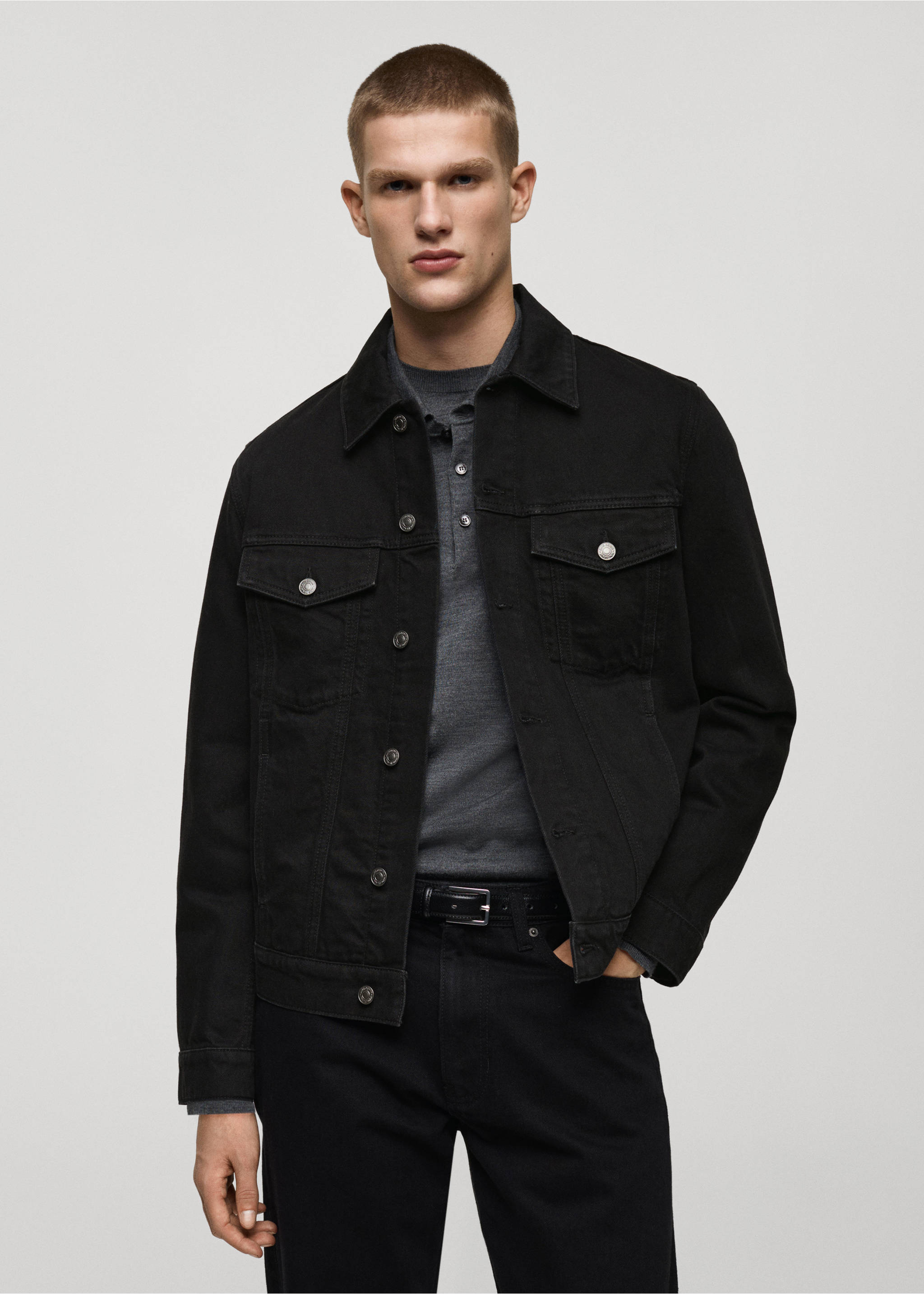 Denim jacket pockets - Medium plane, Black denim. Ref: 87024398-00.