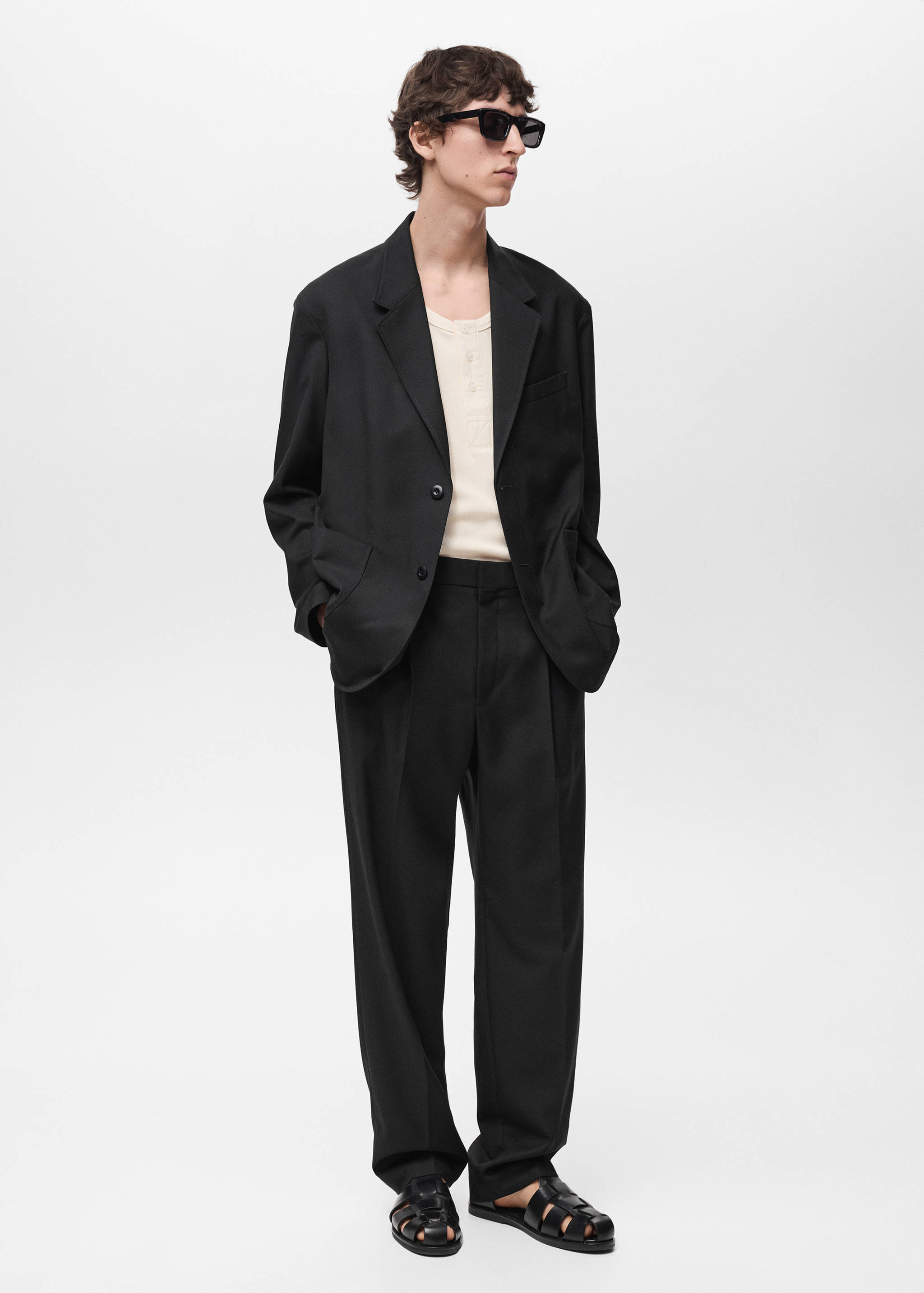 Relaxed-fit suit pants with pleats - General plane