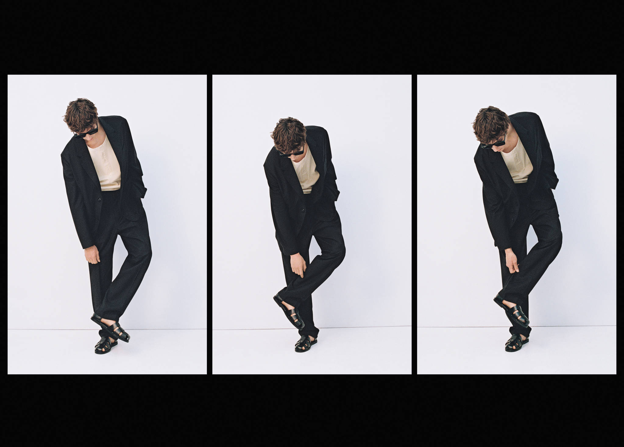 Relaxed-fit suit trousers with pleats - Panoramic plane