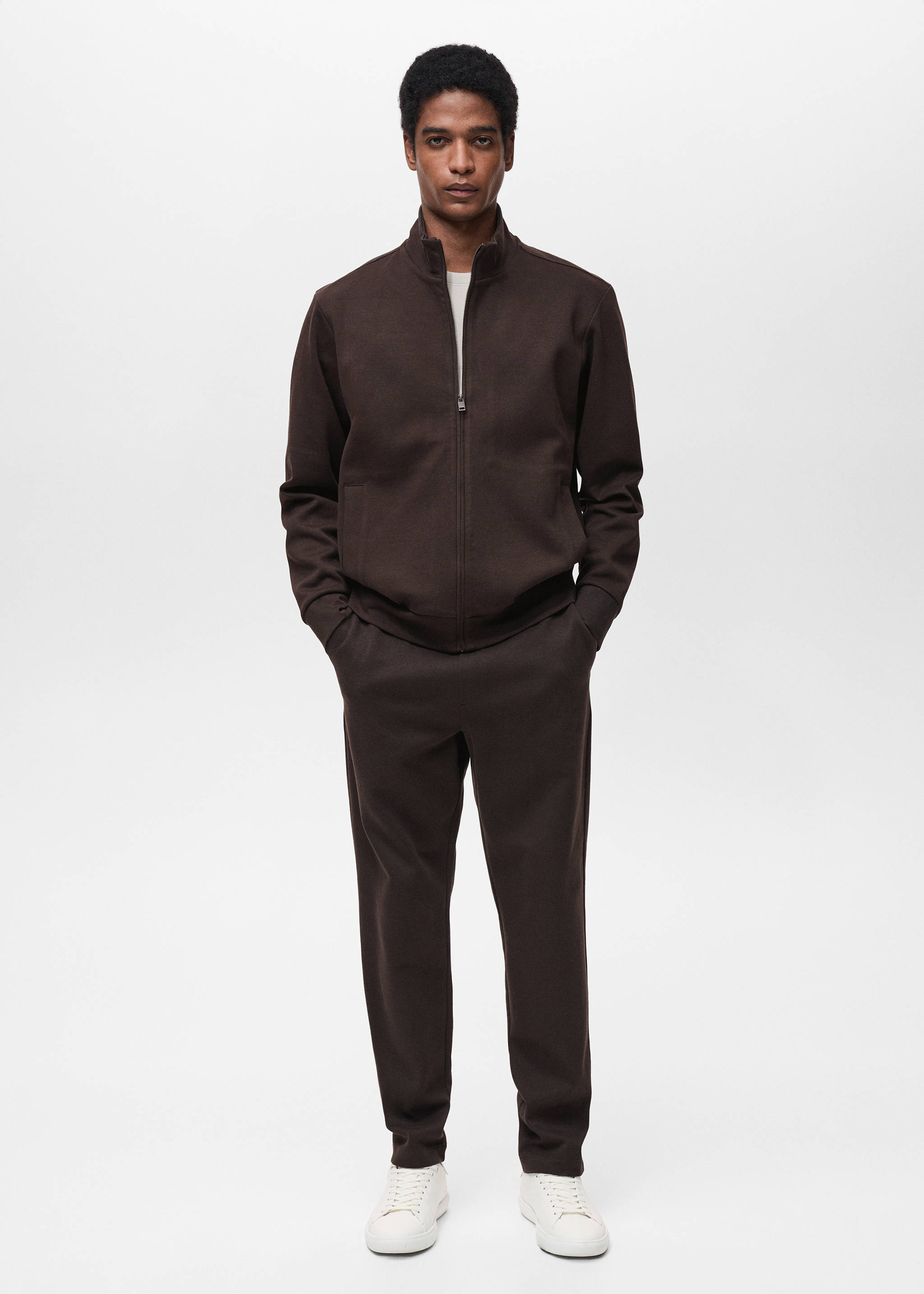 Cotton perkins-neck sweatshirt with zipper - General plane