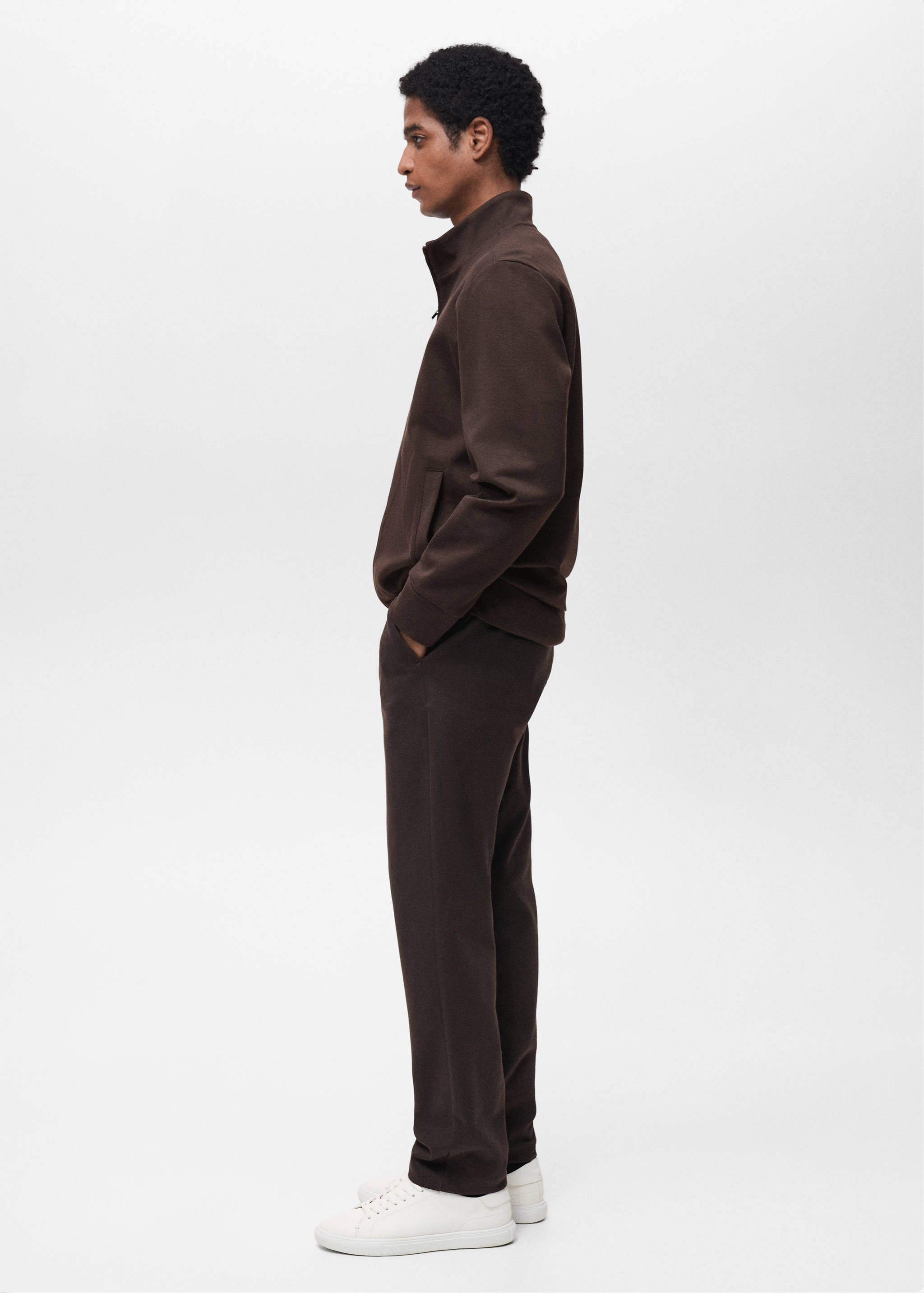 Cotton perkins-neck sweatshirt with zipper - Details of the article 2