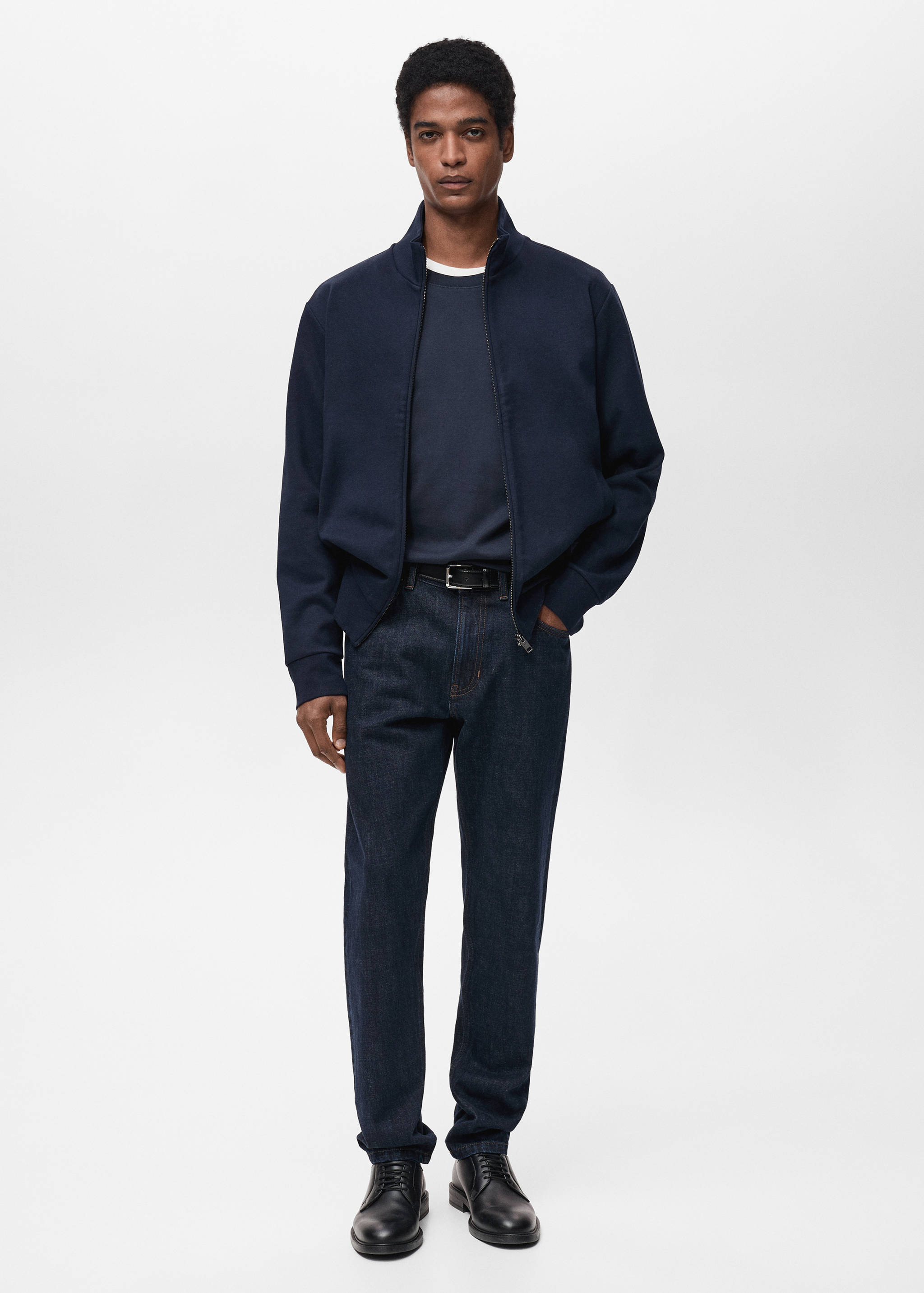 Cotton perkins-neck sweatshirt with zipper - General plane