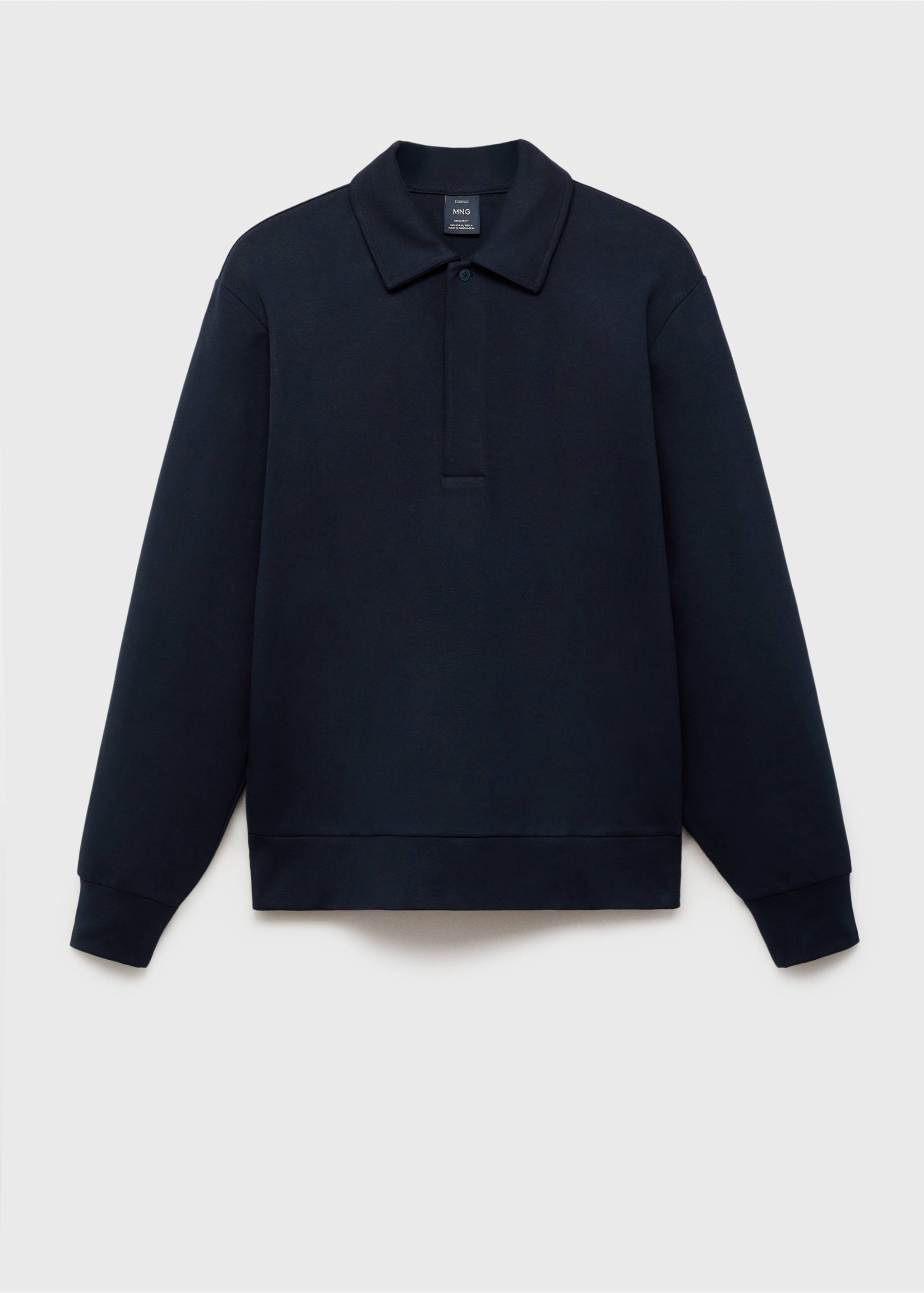 Regular-fit cotton polo sweatshirt - Article without model, Night Blue. Ref: 87024413-00.