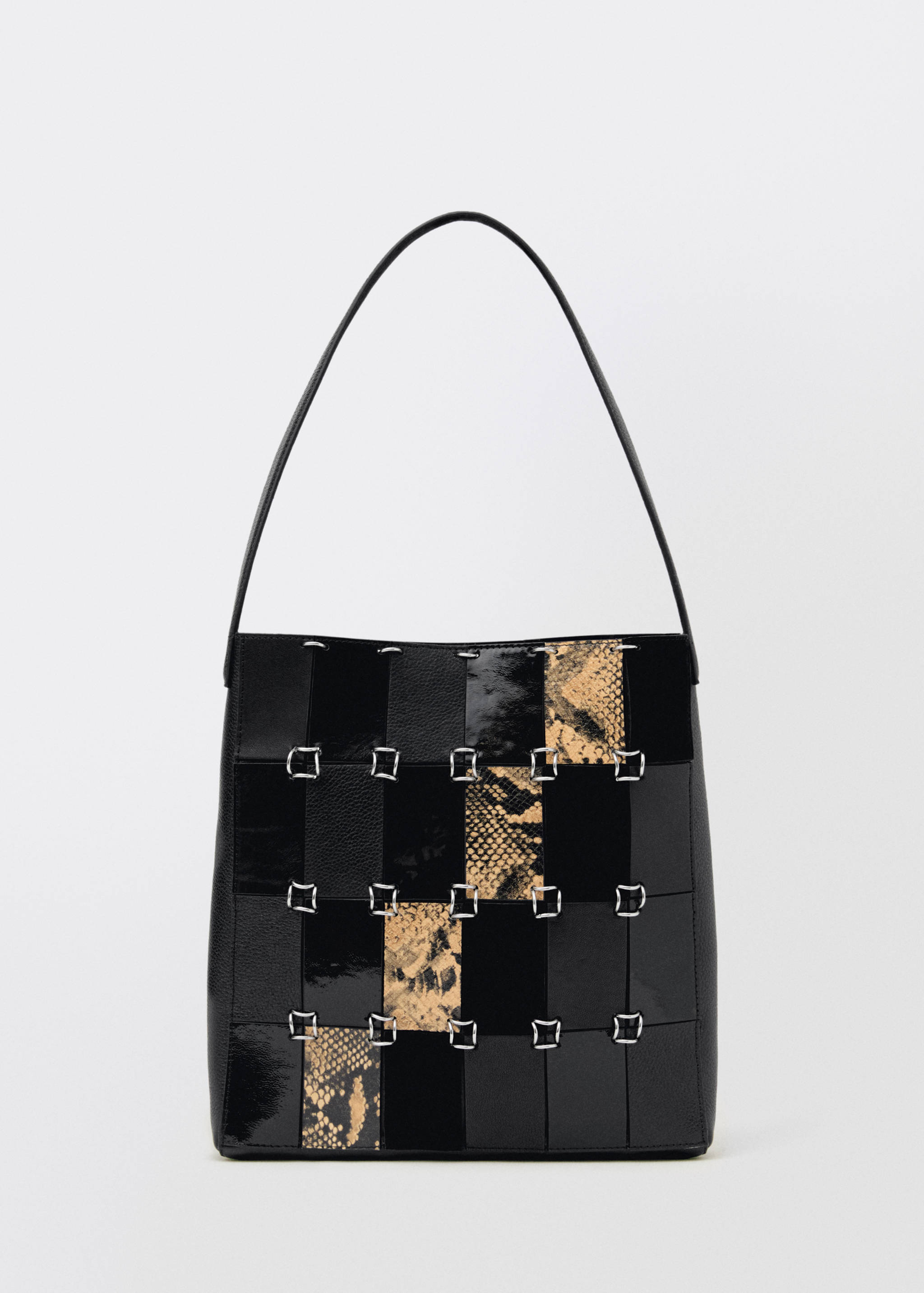 Combined-patchwork leather bag - Article without model