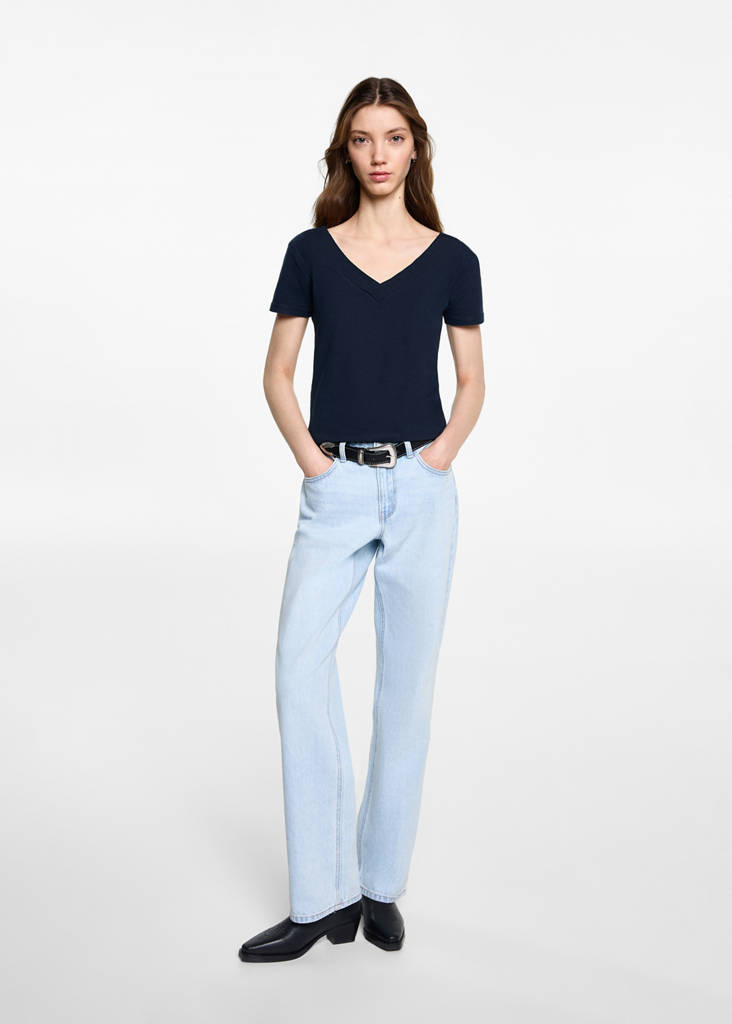 Halter-neck knitted top with fringe detail — Dark Navy