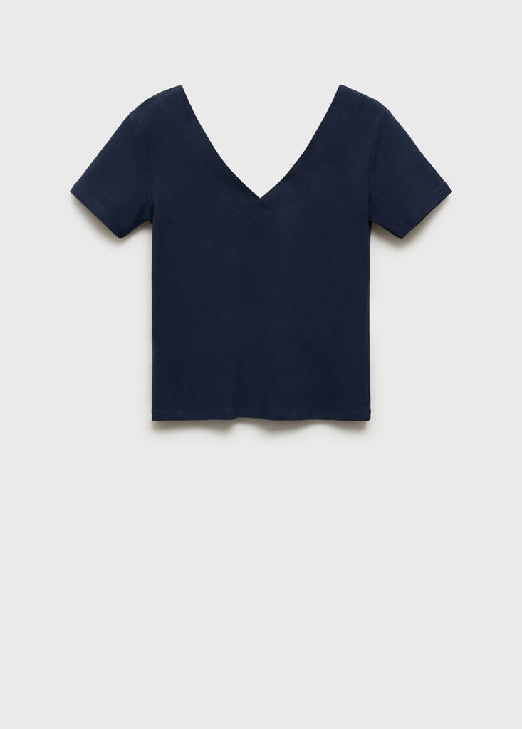 Halter-neck knitted top with fringe detail — Dark Navy