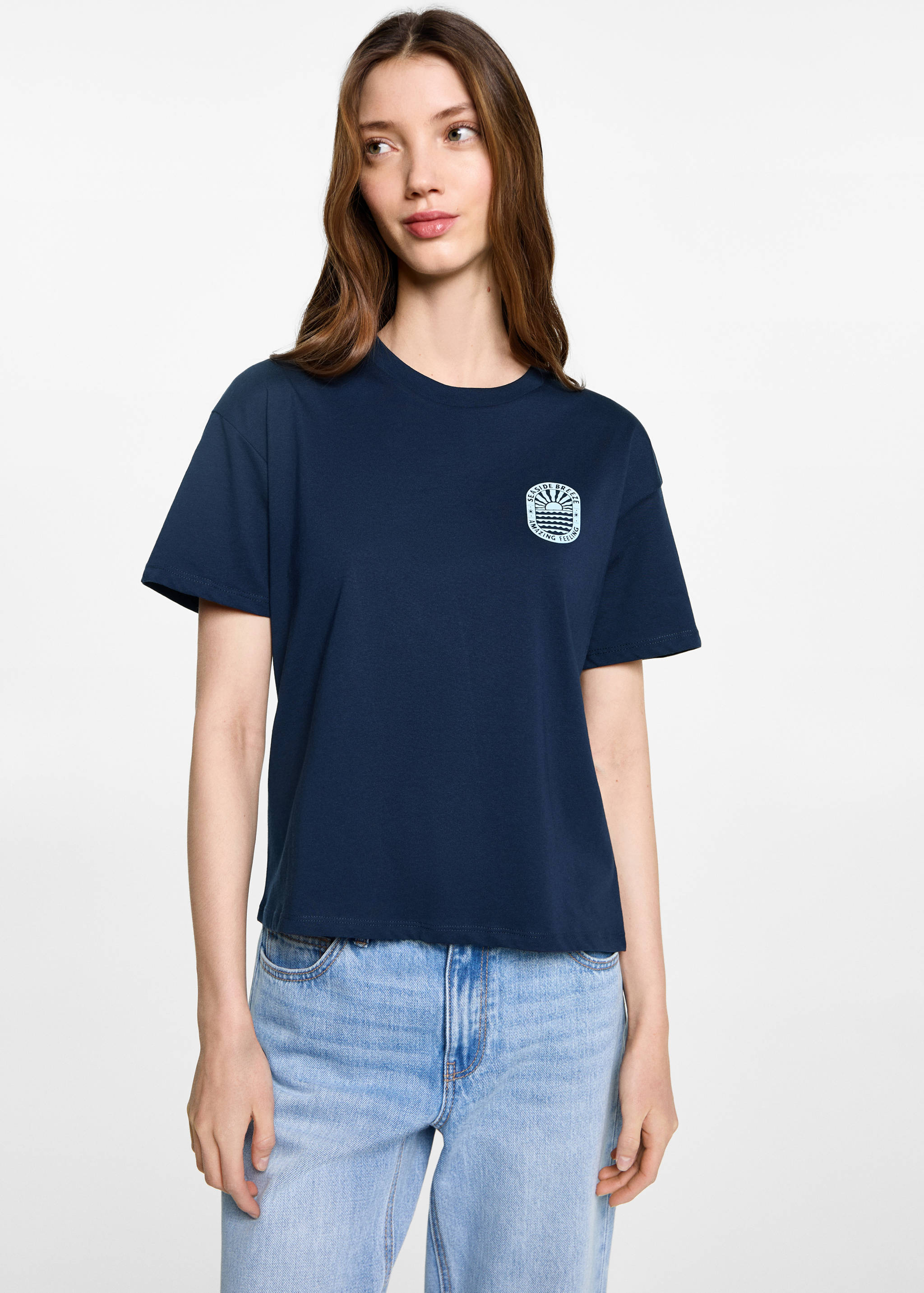 T-Shirt mit aufgedruckter Zeichnung - Mittlere Ansicht