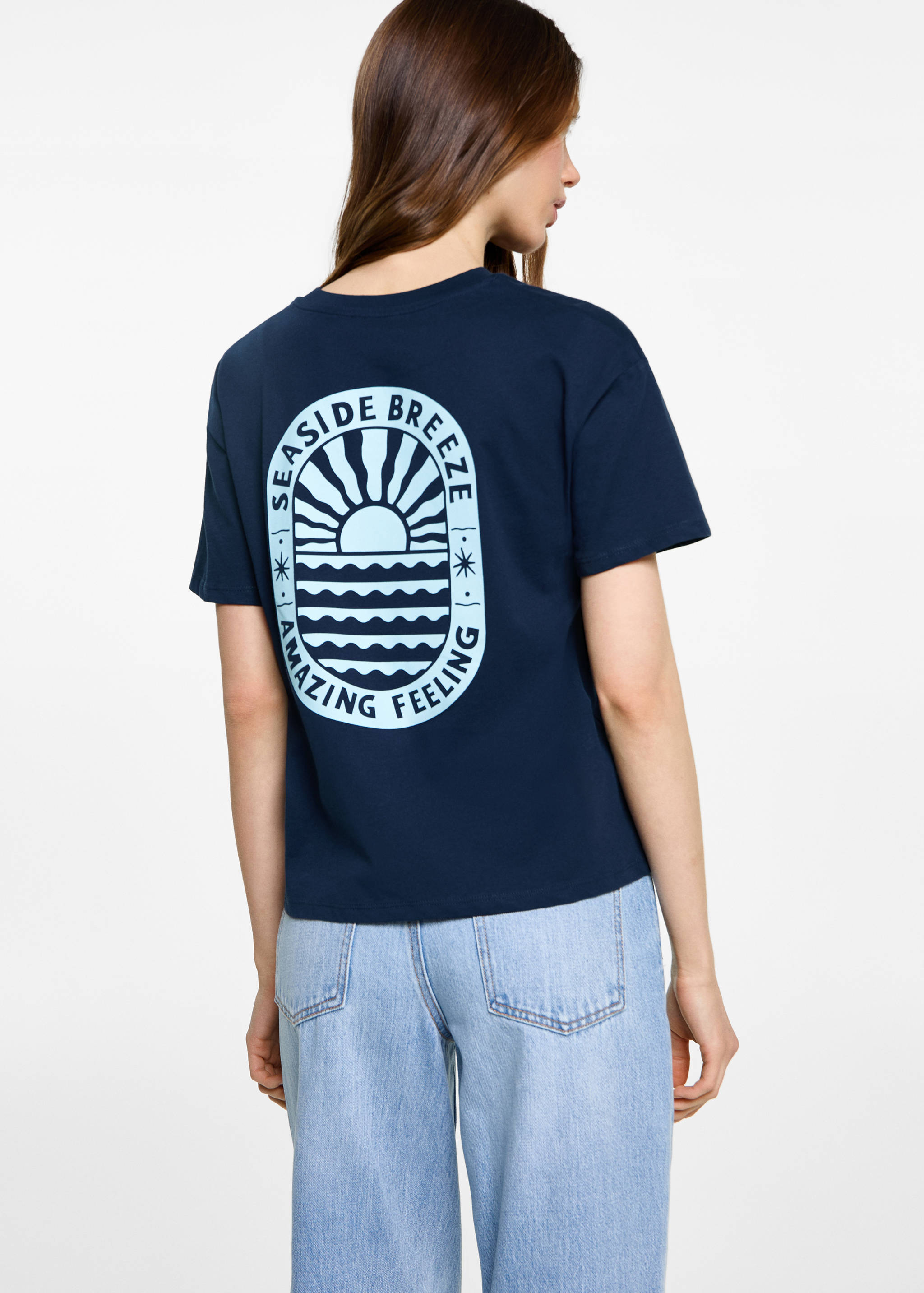 T-Shirt mit aufgedruckter Zeichnung - Rückseite des Artikels