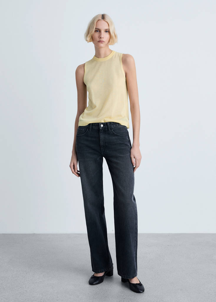Sleeveless knitted top — Yellow