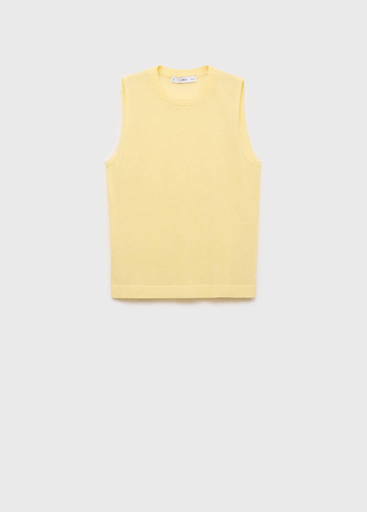 Sleeveless knitted top — Yellow