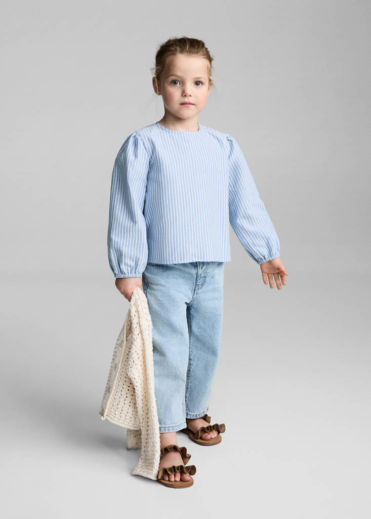 Striped cotton blouse — Indigo Blue