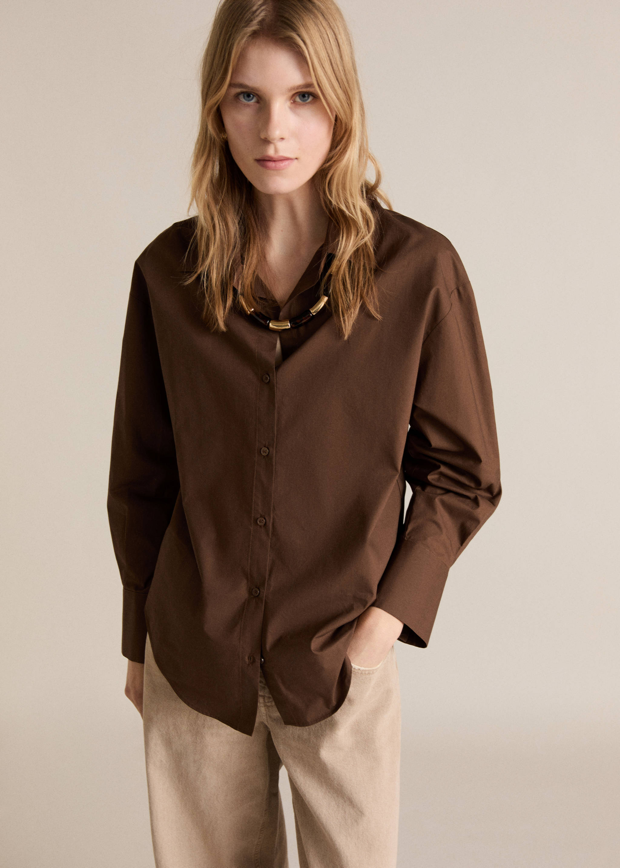 100% cotton straight-fit shirt - Medium plane