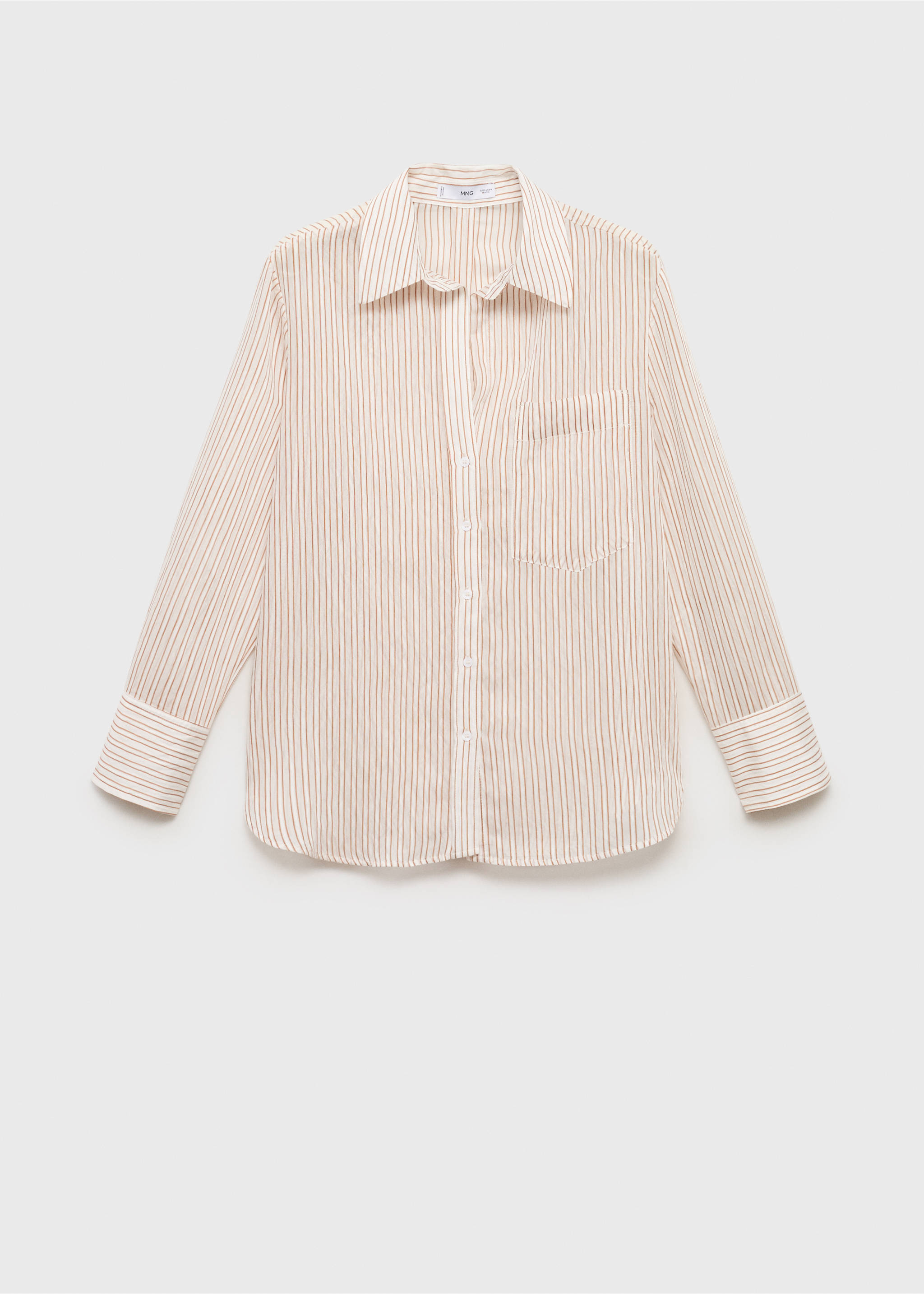 Striped shirt with a classic collar, button placket, chest pocket and wide cuffs, Brown. Ref: 87024803-00.