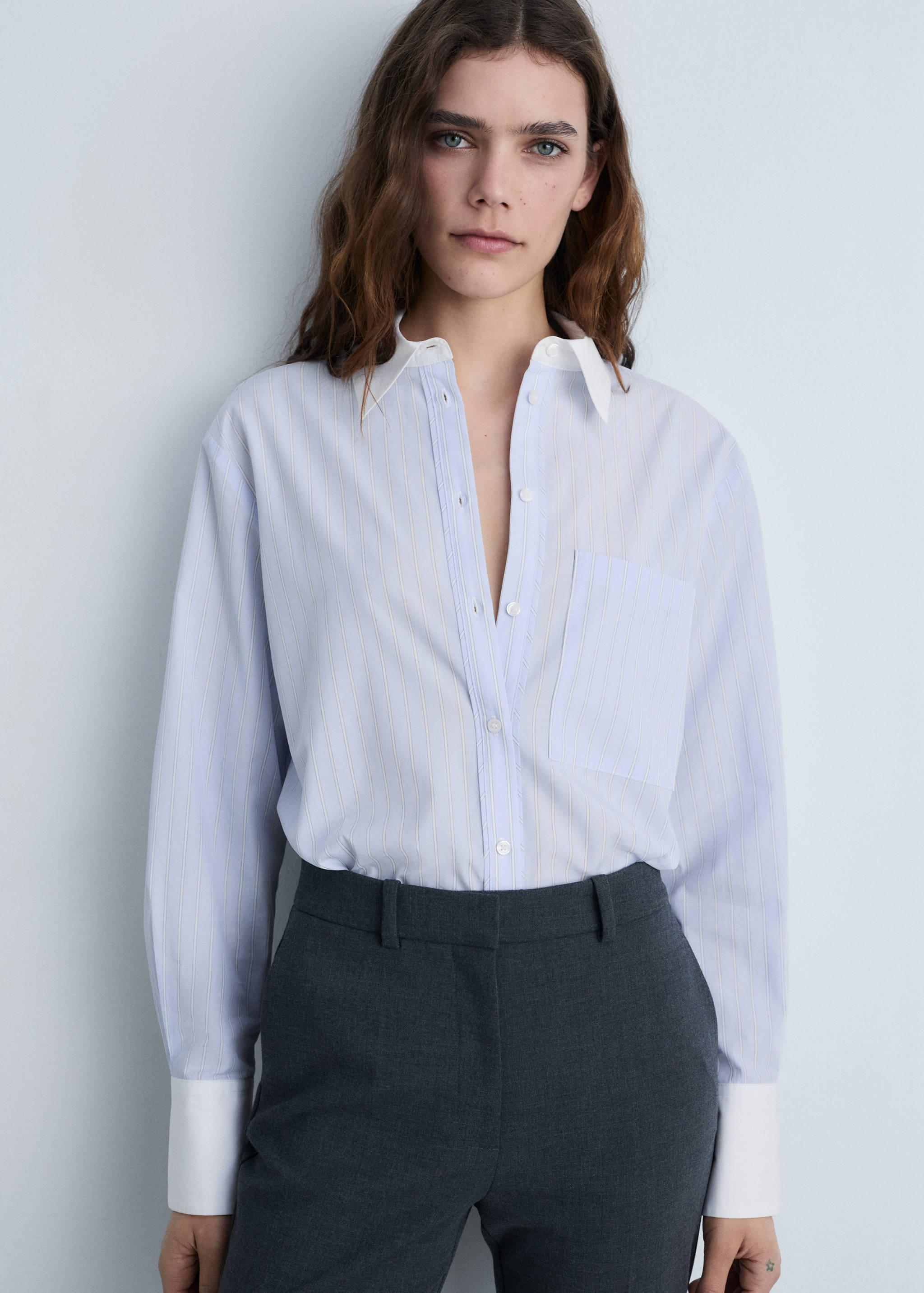 Chemise combinée en coton mélangé - Plan moyen