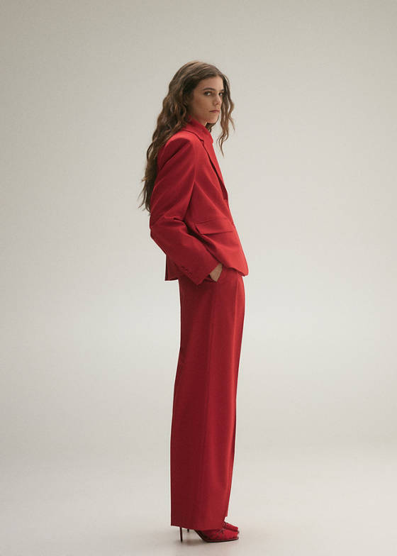 Wideleg yün karışımlı pantolon