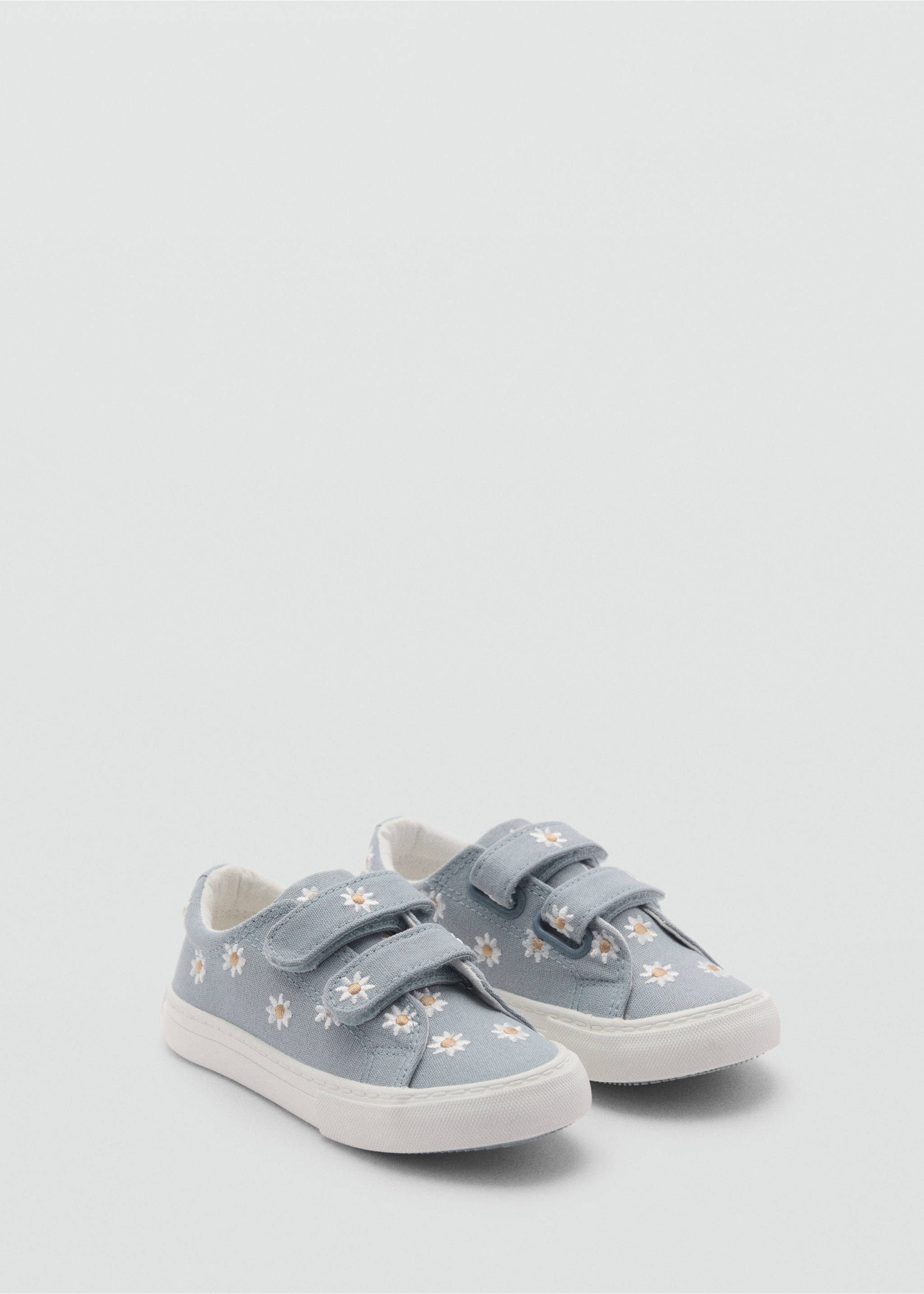 Floral-embroidered sneakers - Medium plane, Sky Blue. Ref: 87025137-00.