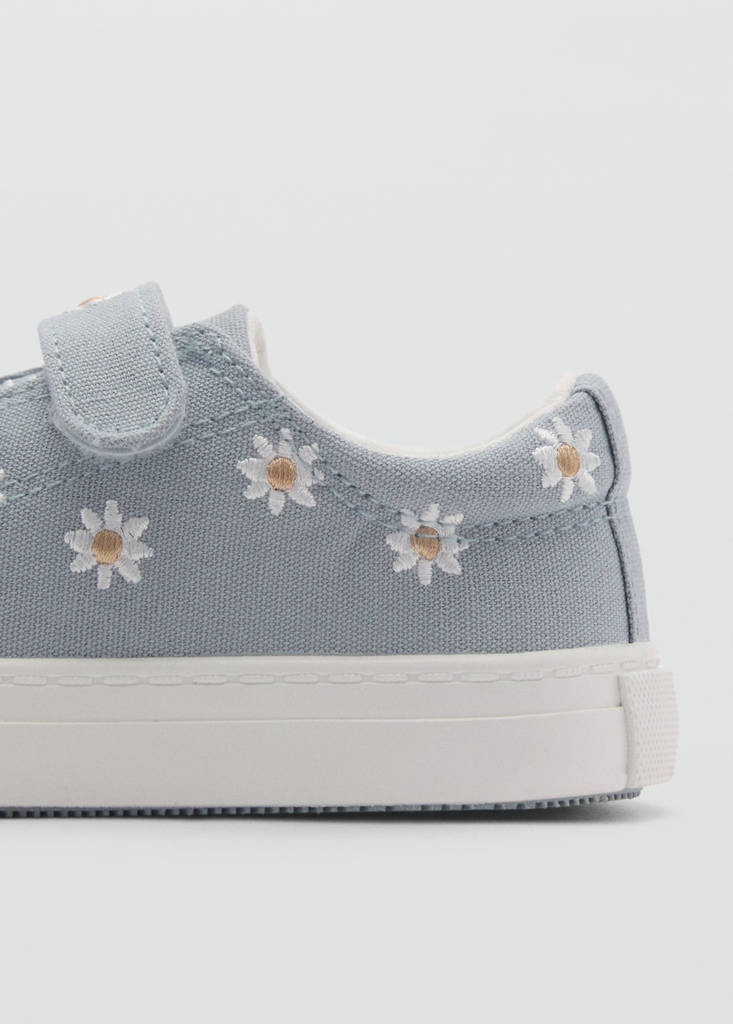 Floral-embroidered trainers — Sky Blue