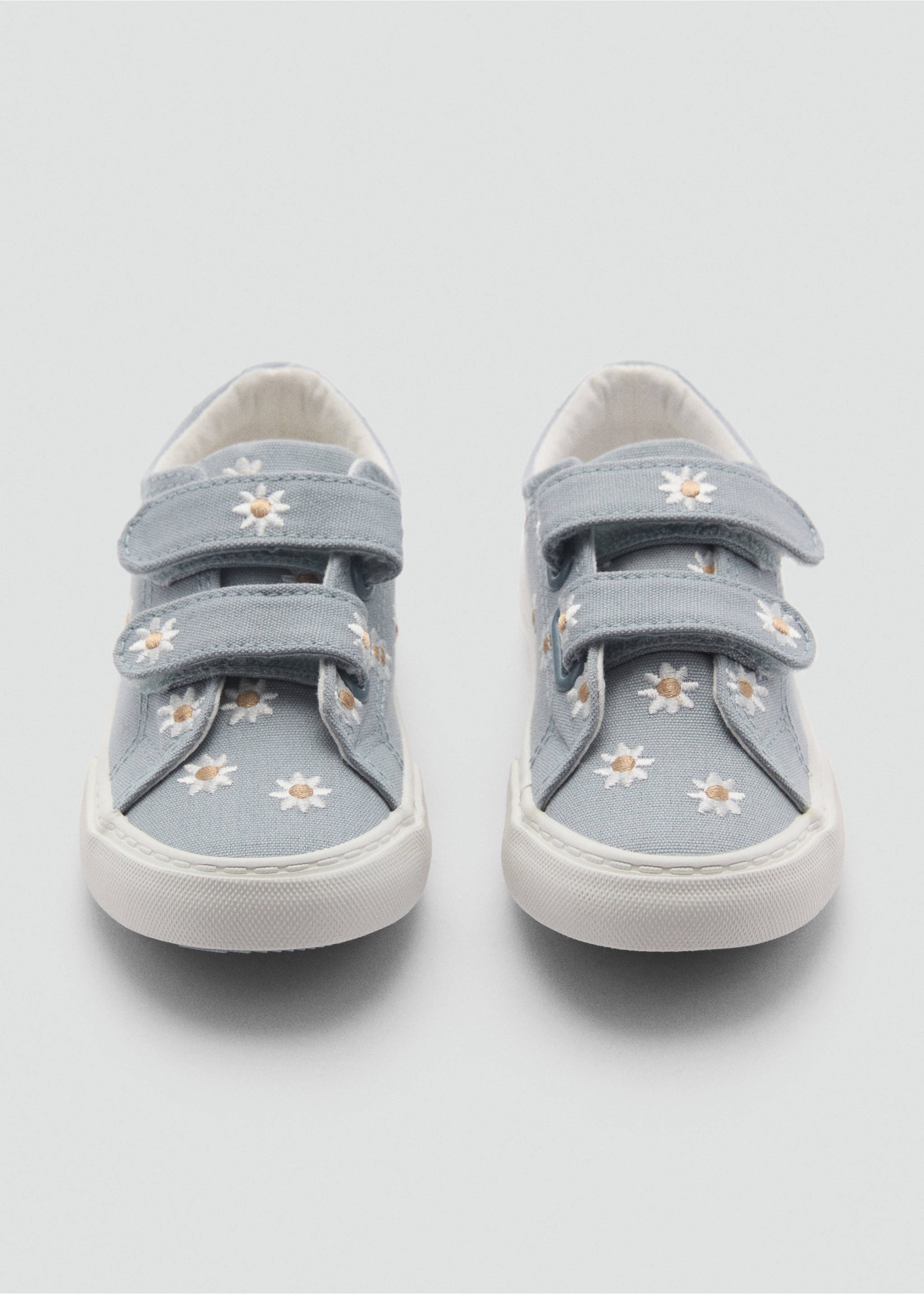 Floral-embroidered sneakers - Details of the article 2, Sky Blue. Ref: 87025137-00.