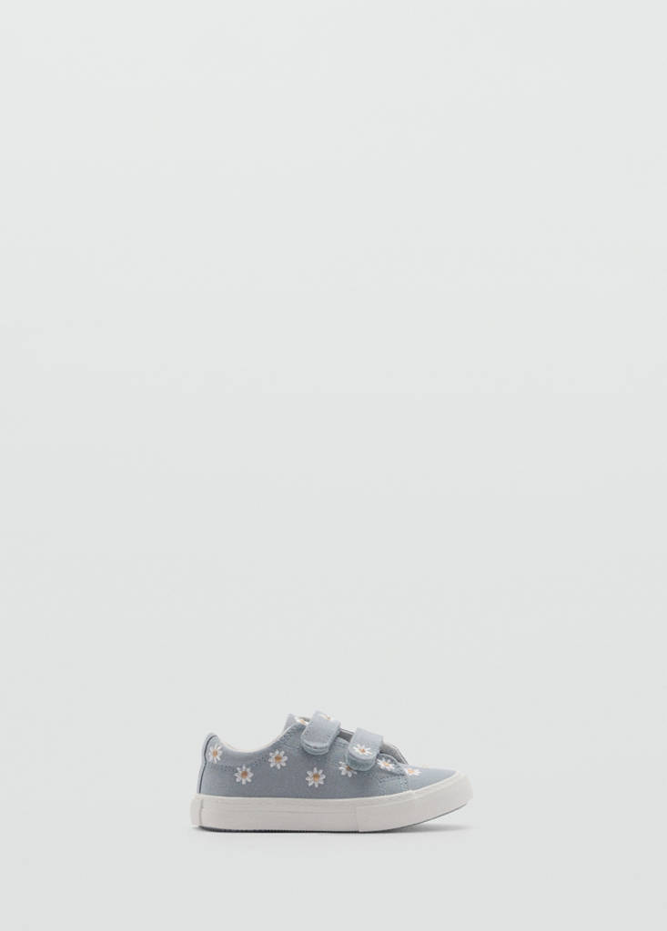 Floral-embroidered trainers — Sky Blue