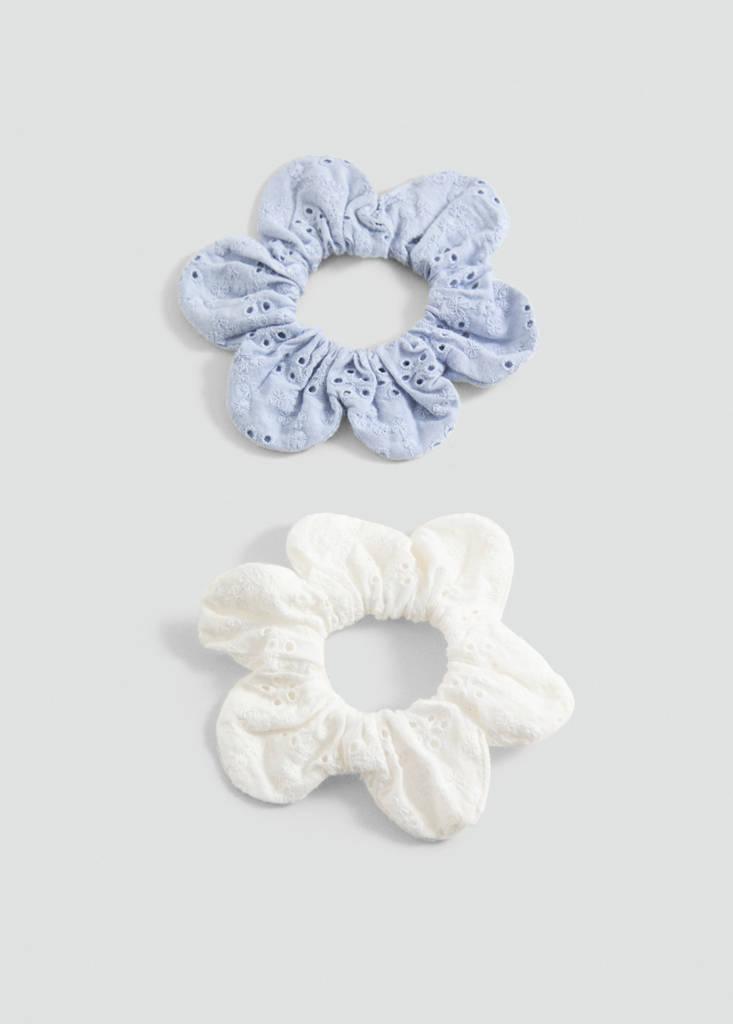 MANGO KIDS - Pack 2 chouchous fleurs bleu ciel - Taille unique - Fille
