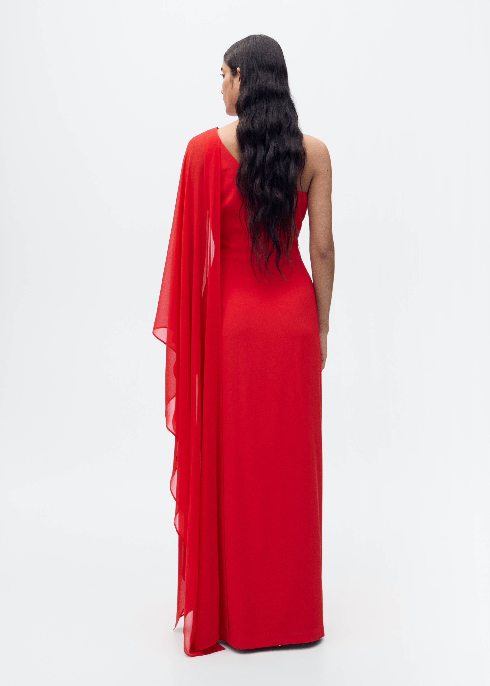 Asymmetrical dress with flared sleeves - Reverse of the article