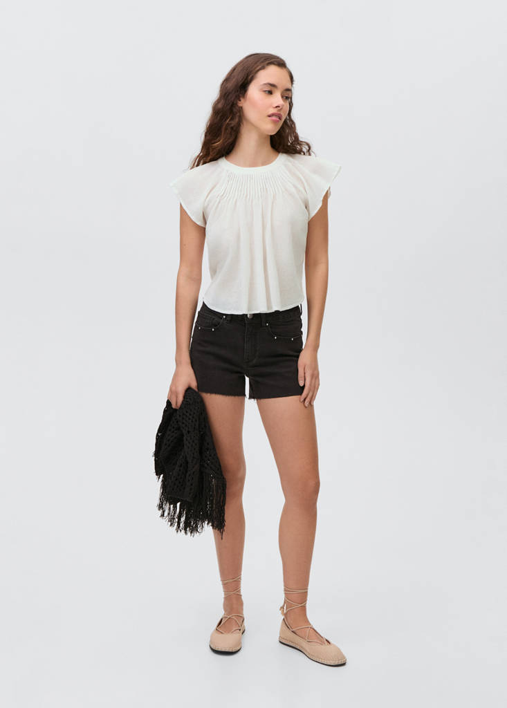 Pleated cotton blouse — Off White