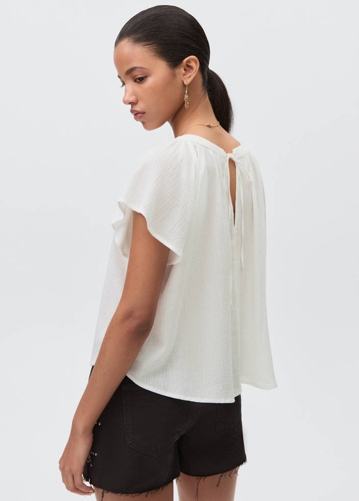 Pleated cotton blouse — Off White