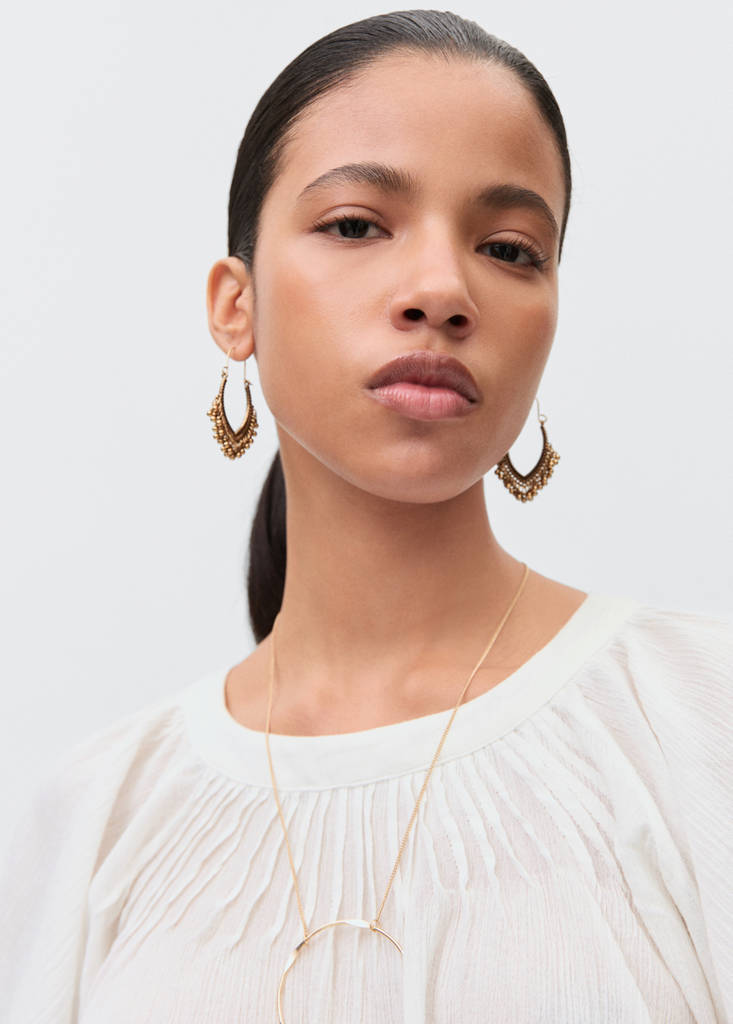 Pleated cotton blouse — Off White
