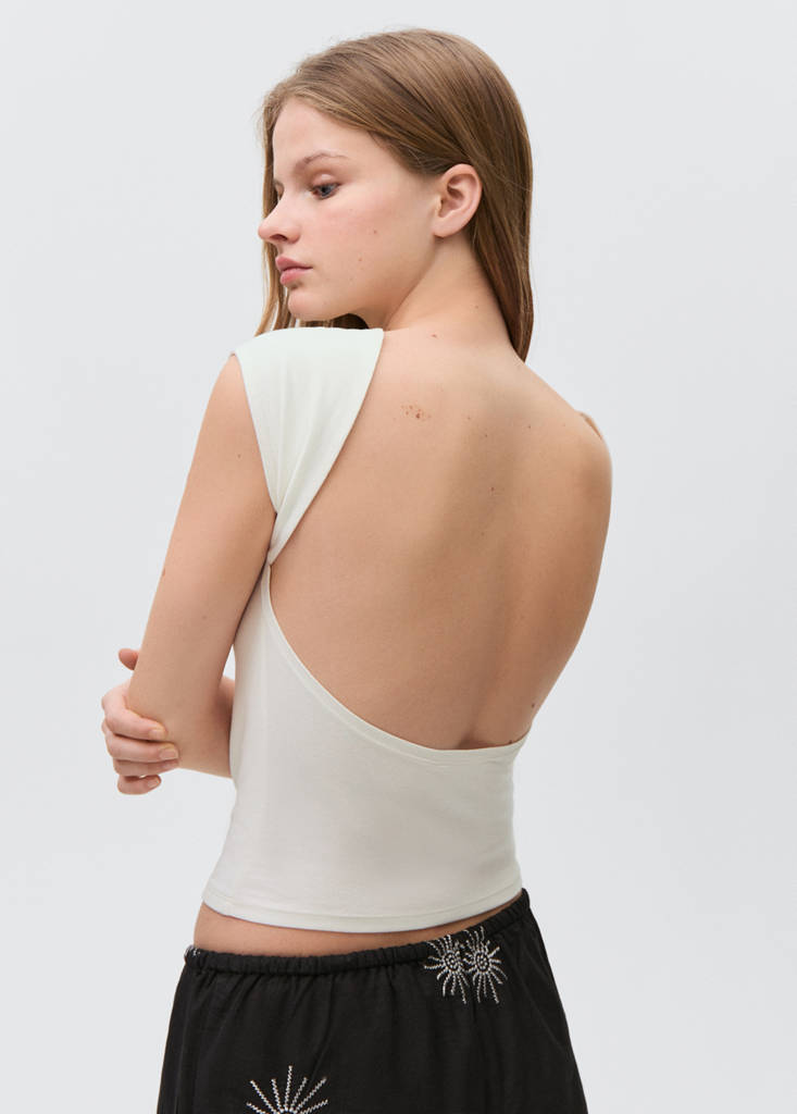 T-shirt with open back — Off White
