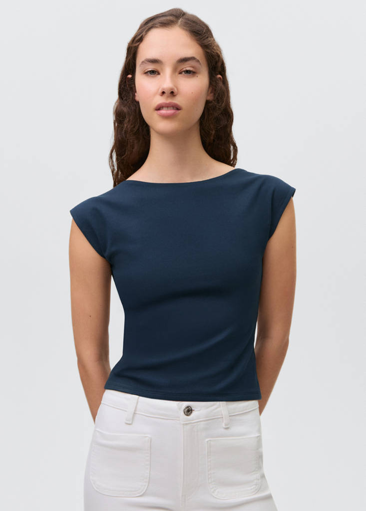 T-shirt with open back — Dark Navy