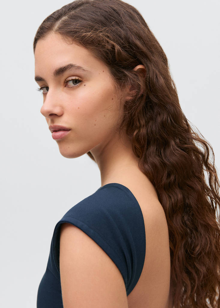 T-shirt with open back — Dark Navy