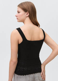 Openwork details knit top — Black 7